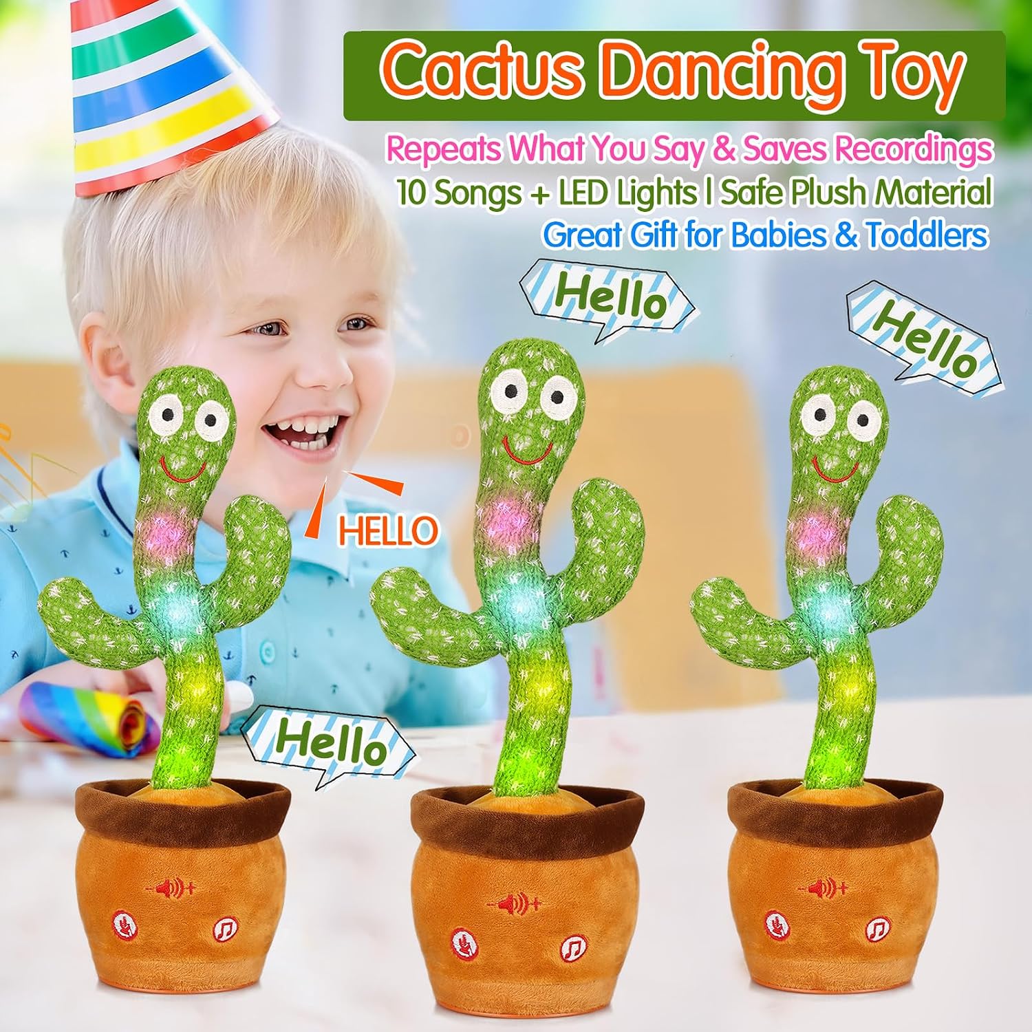 Detalle de Emoin Talking Cactus interactive talking toy 🌵