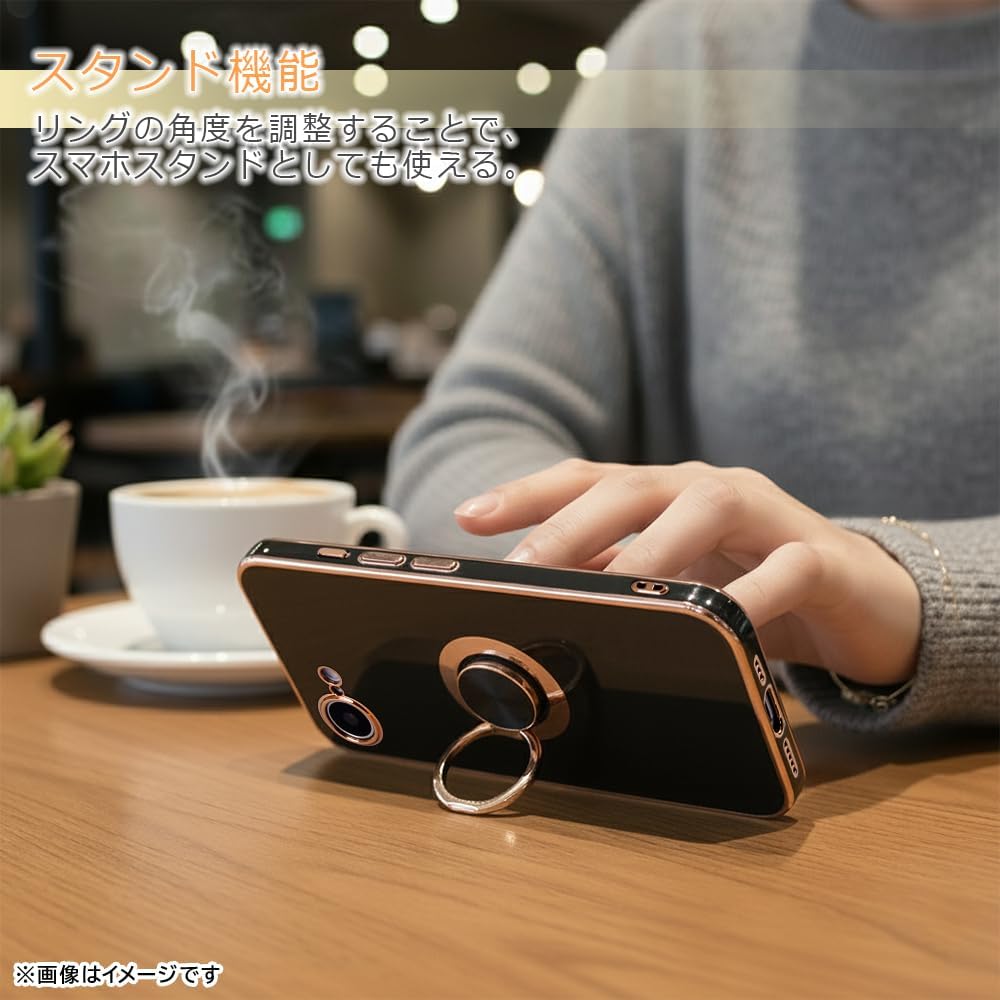Detalle de レイ・アウト RT-GA26M1TRE/BG Galaxy A57 5G用リング付きケース ブラック×ゴールド