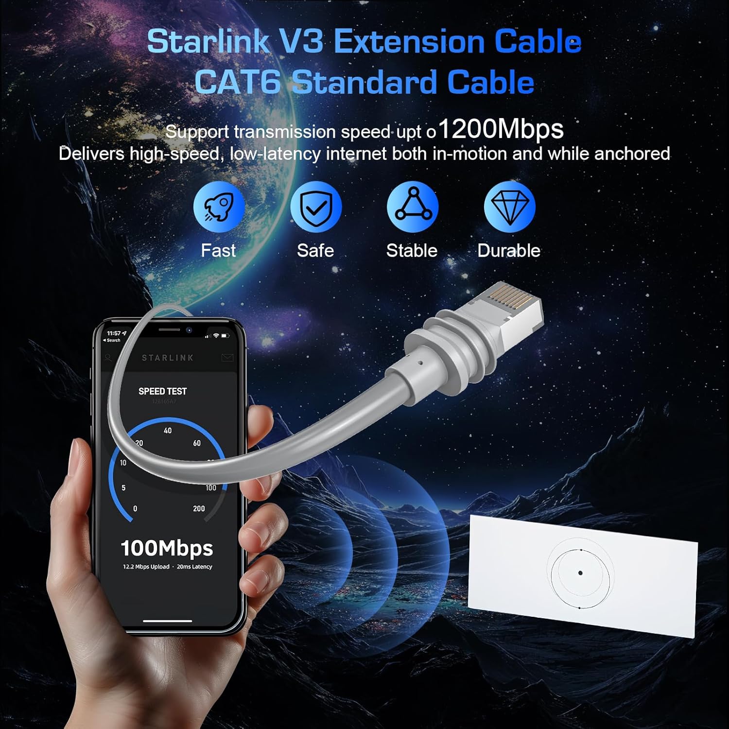 Thumbnail 5 de Plowaroe Starlink Gen 3 Kabel 35 m Wasserdichtes Verlängerungskabel ⌚