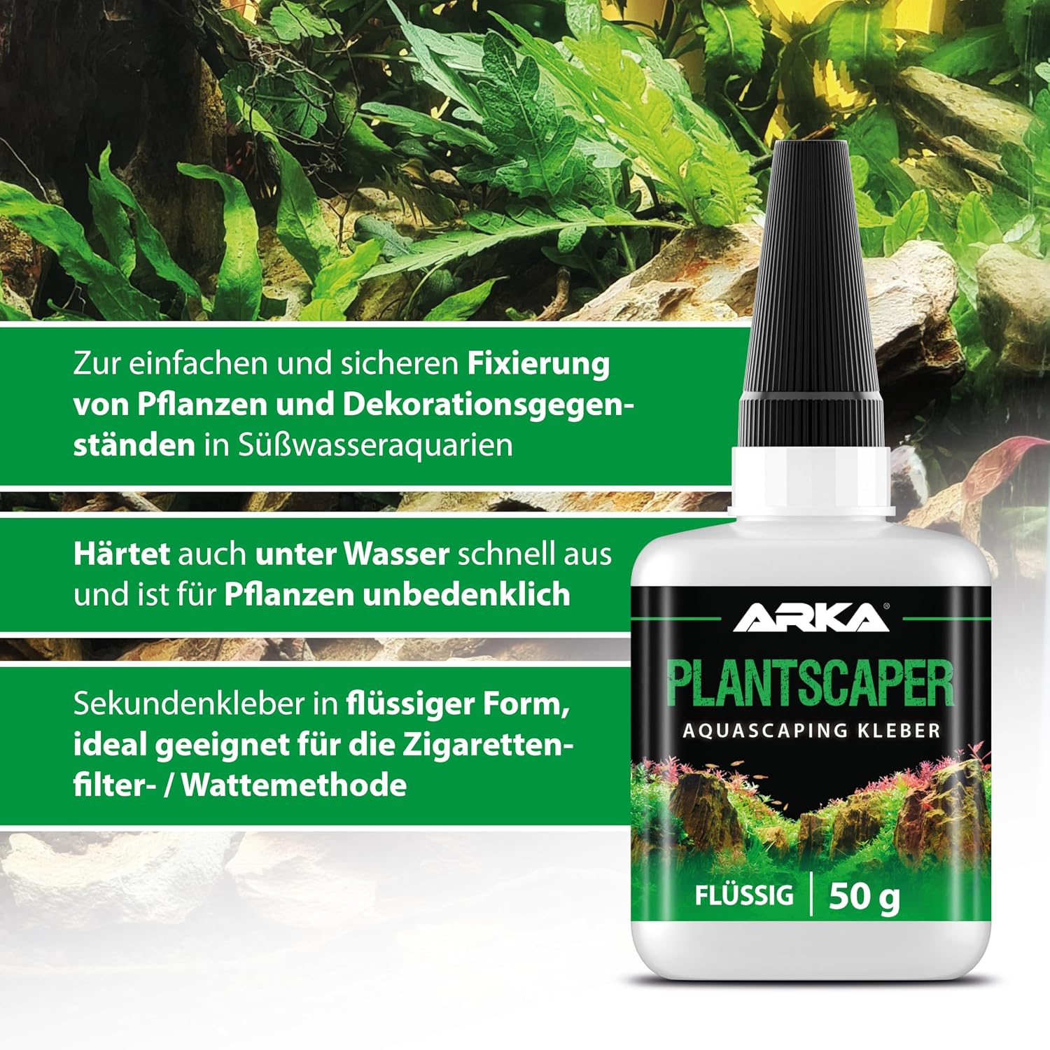 Detalle de Flüssiger Pflanzenkleber Aquarium 50 g – ARKA Plantscaper für feine Verklebungen im Aquascaping