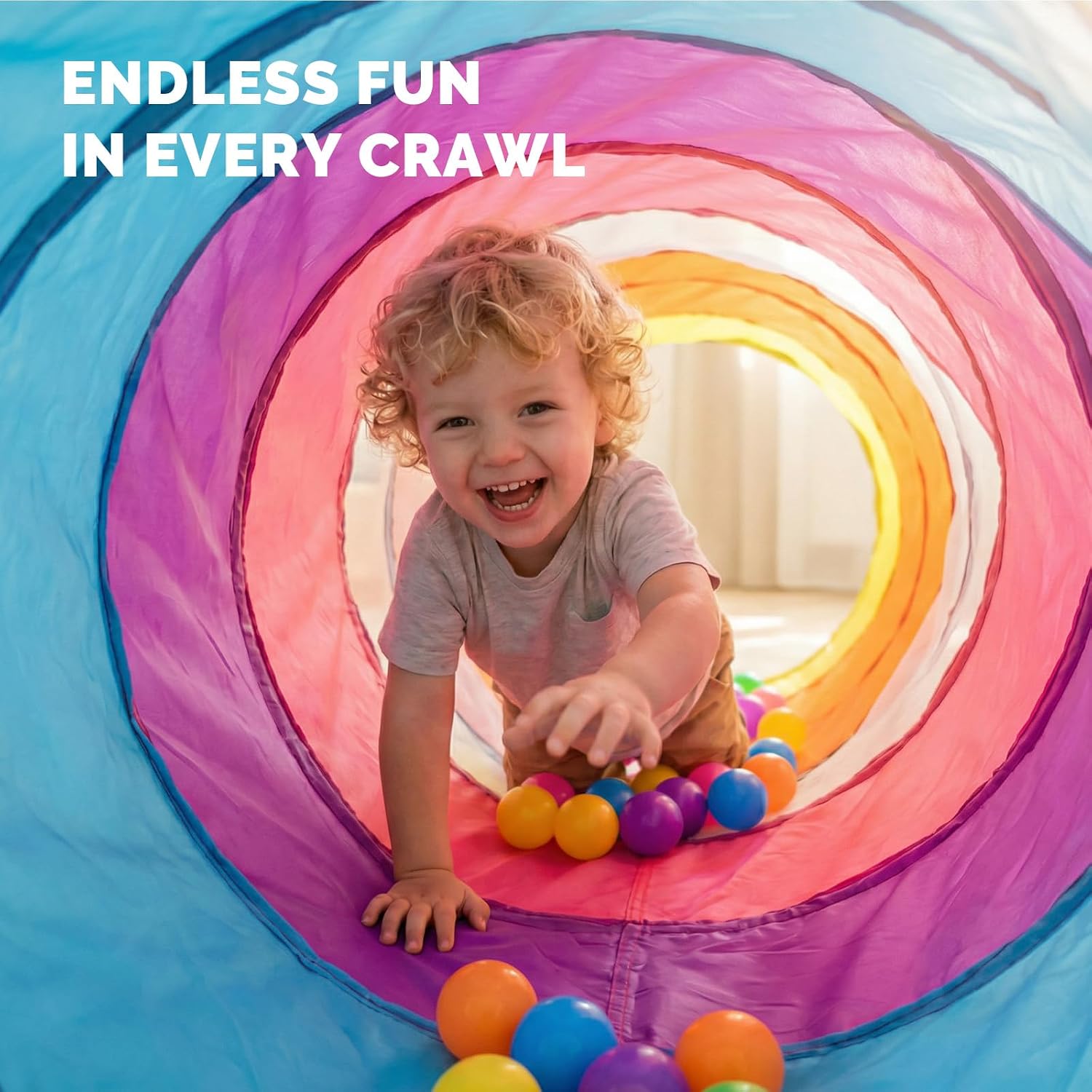Detalle 2 de Tunnel Enfant coloré 180 cm – tente de jeux pop-up en maille respirante pour parcours de motricité
