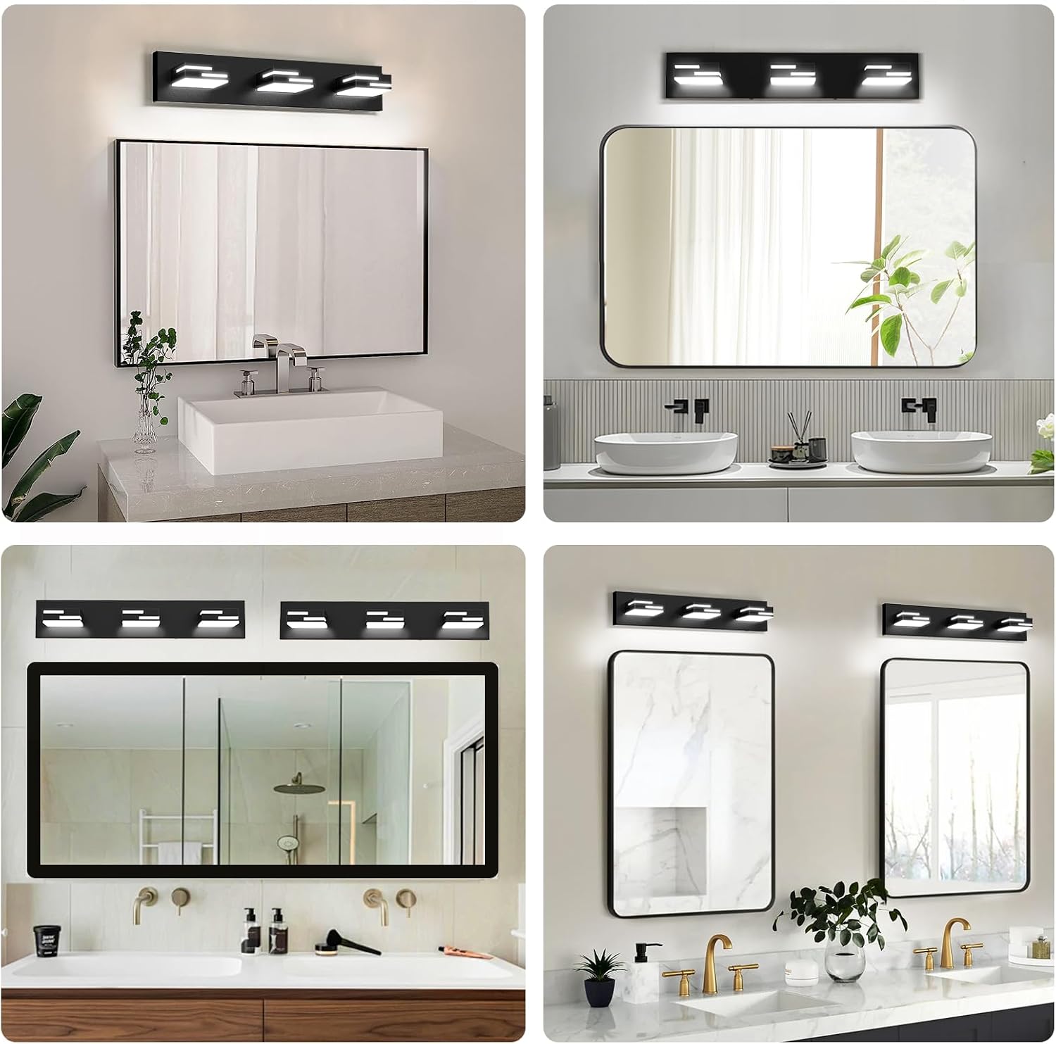 Detalle de LKHF 9553 3-Light LED Vanity Light, 56 cm Matte Black, 6000K, Dimmable