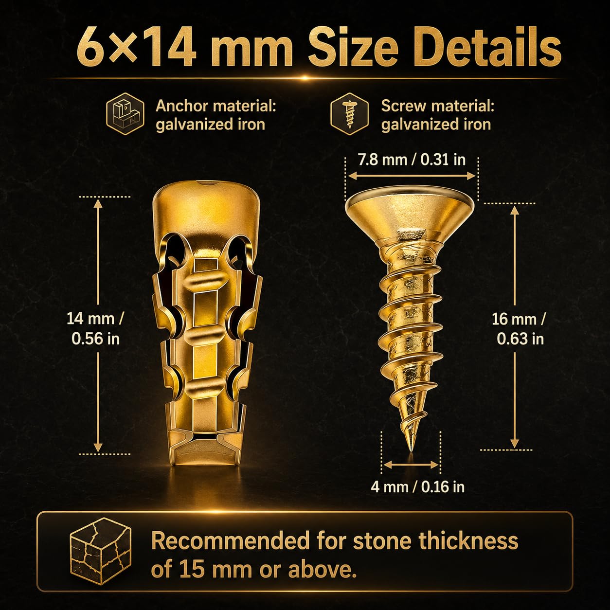 Thumbnail 1 de Tvisenva 1 Short Expansion Screw Set, 6 × 14 mm, 30-Pack for Hinge Repair