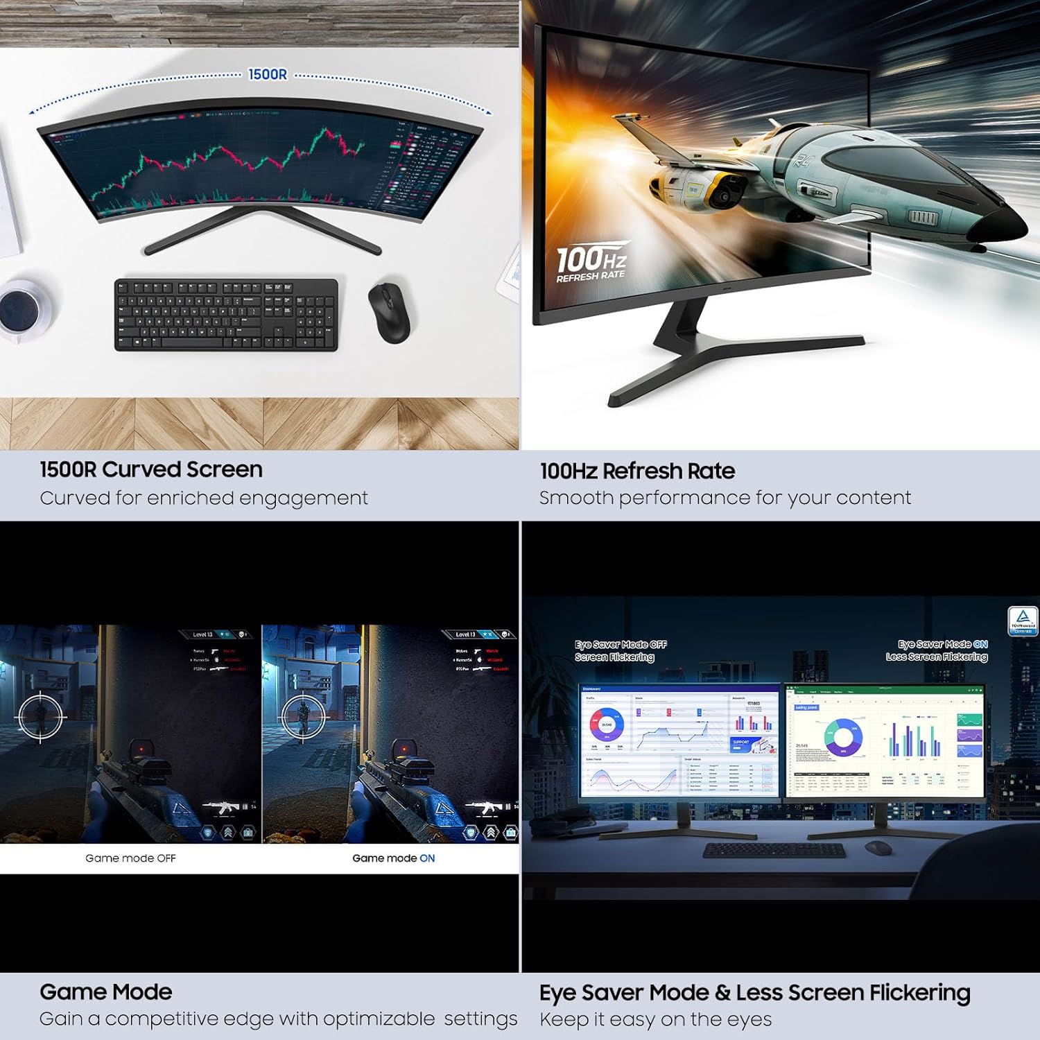 Thumbnail 6 de Samsung 32-inch S3 (S39GD) FHD 100Hz Curved Monitor with Game Mode, Eye Saver Mode, and Built-in Speakers (LS32D39DGANXZA, 2025)