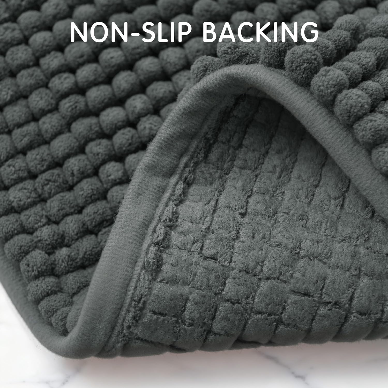 Thumbnail 3 de SUBRTEX 24" x 60" Chenille Bath Rug: Soft, Highly Absorbent, and Machine Washable in Gray