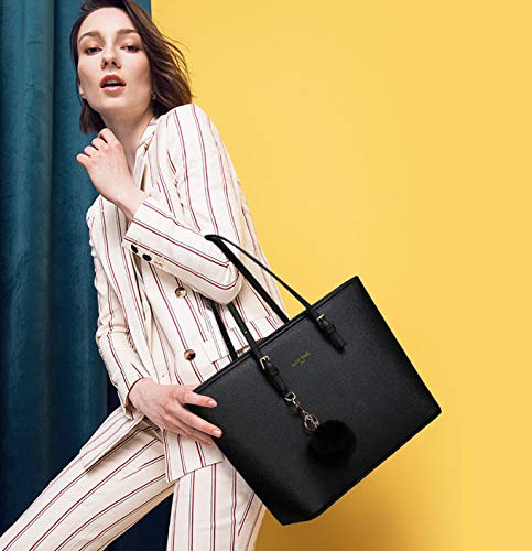 Detalle de URAQT Bolso Tote Grande para Mujer — Espacioso, versátil y con acabado en cuero PU impermeable