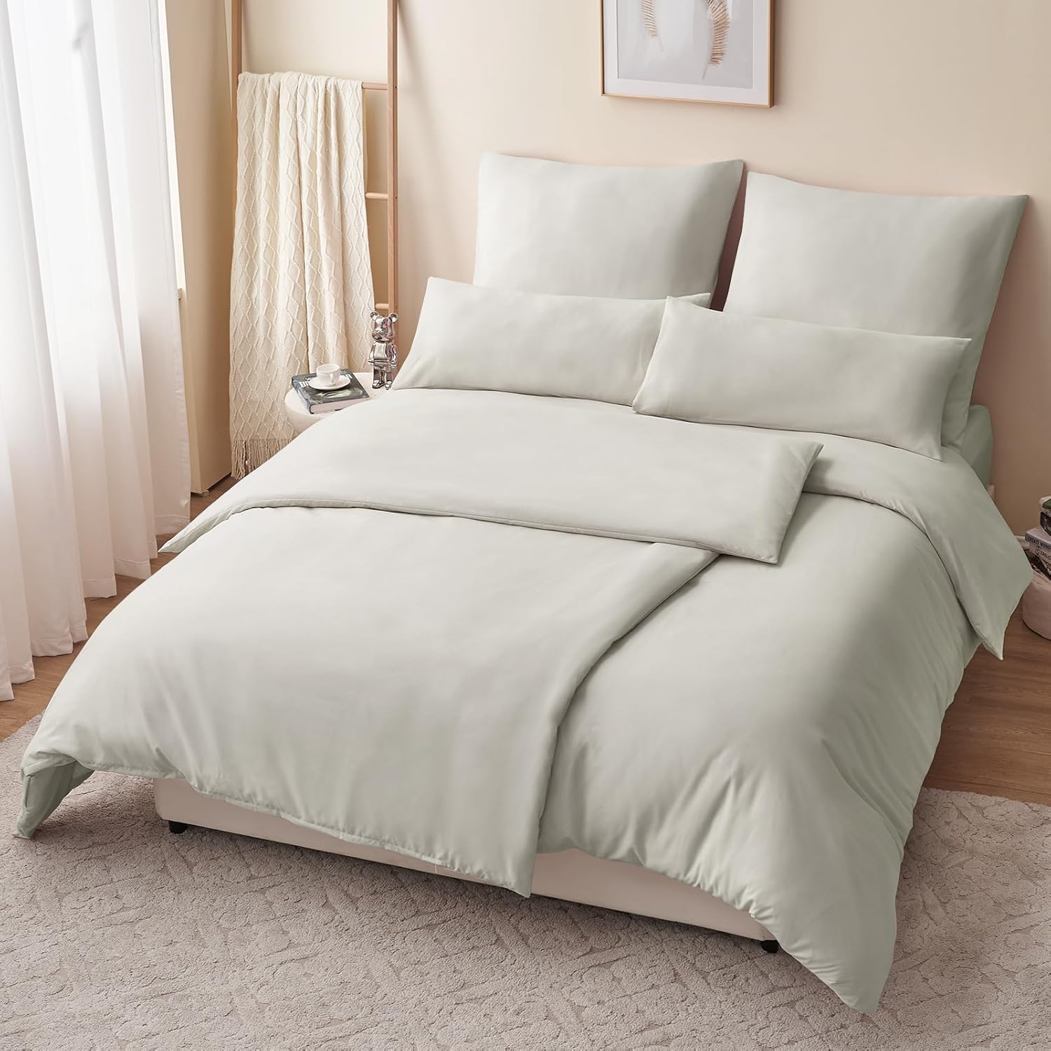 Thumbnail 3 de RUIKASI Bettwäsche-Set 135x200 beige, 4-teilig aus Polyester-Mikrofaser (mit Reißverschluss)