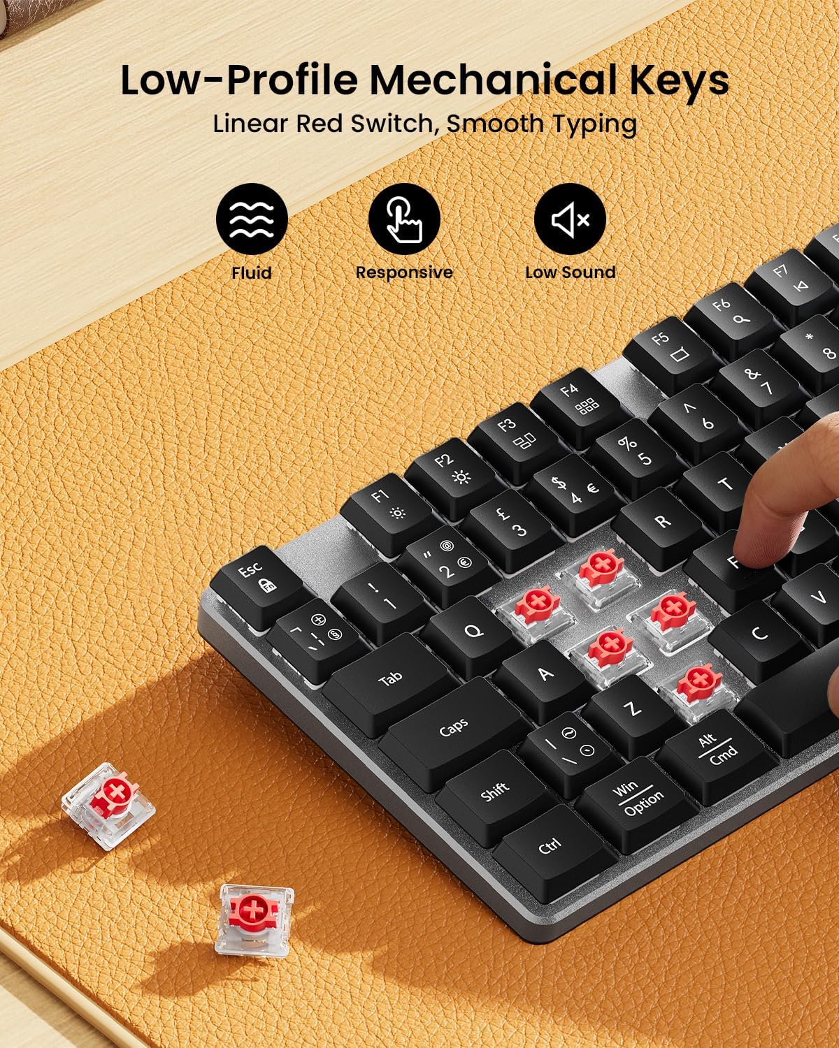 Thumbnail 1 de ProtoArc KM310 Wireless Mechanical Keyboard and Mouse (QWERTY UK, Red Switches) – 2.4G + Dual Bluetooth