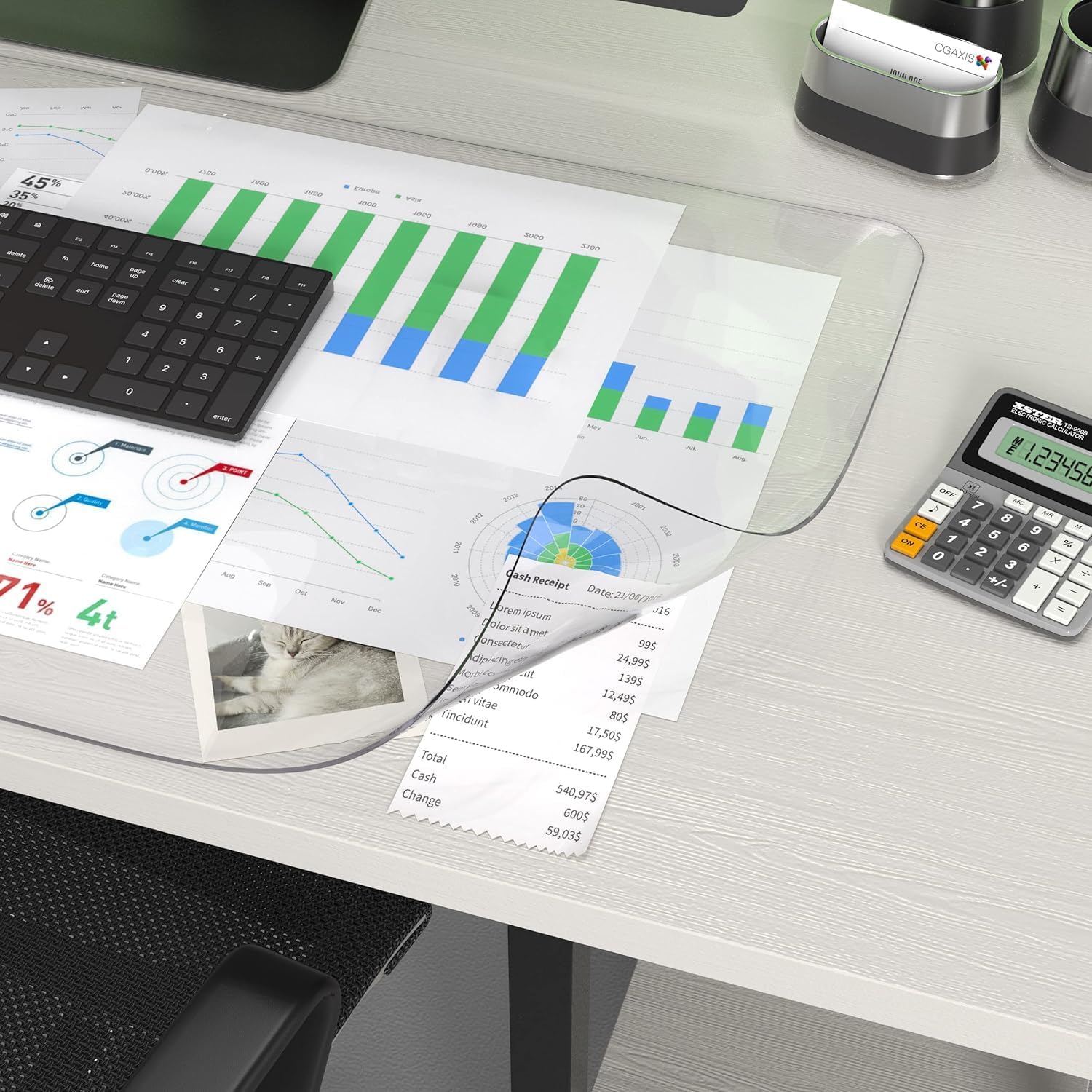 Detalle de Oterri oterri Clear PVC Desk Pad, 23.6 x 13.7 in., Waterproof