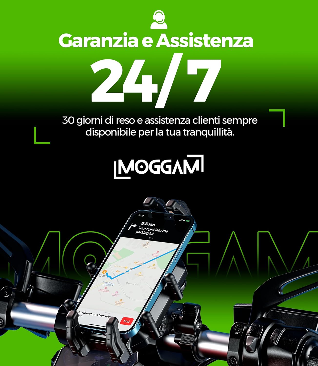 Thumbnail 6 de MOGGAM Porta Cellulare Moto Antivibrazione – Supporto rugged per manubrio 22–32 mm, 5.4–7.2 pollici