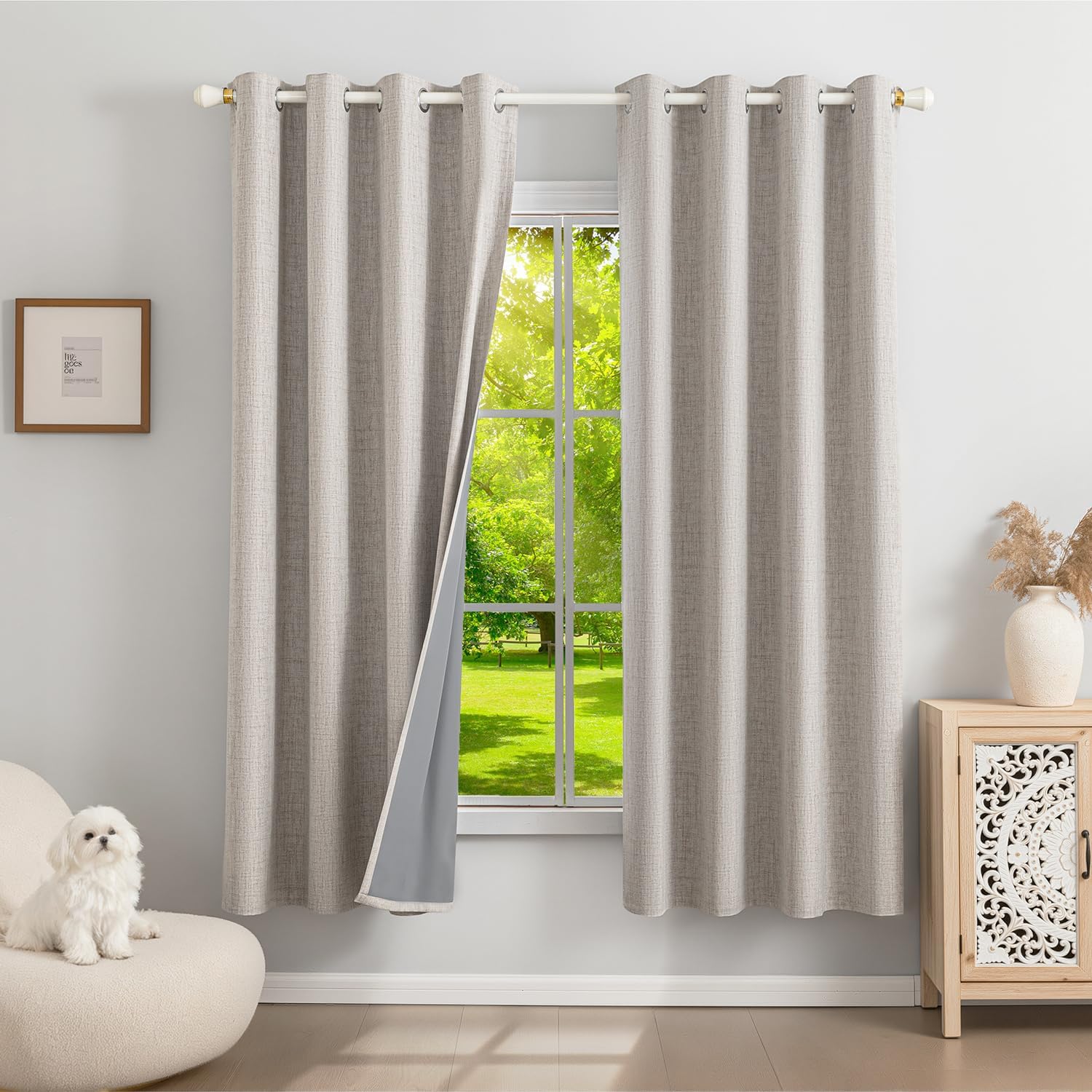 Imagen de Leinen Verdunklungsvorhänge 175×140 im 2er Set en OfertitasTOP