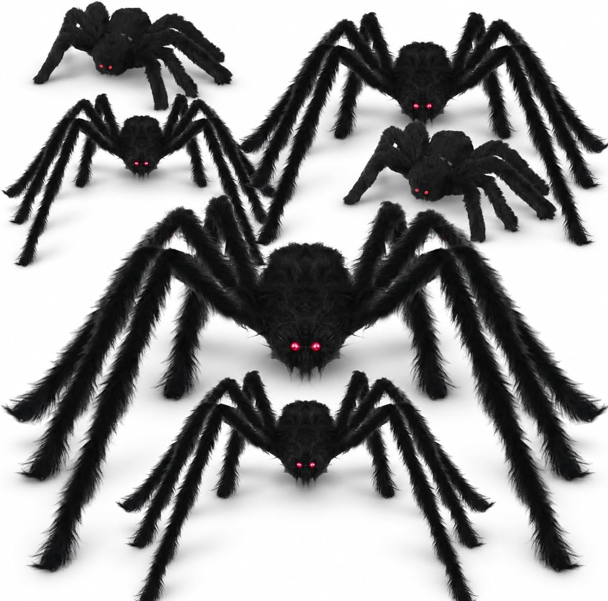 Detalle de Nirohee 5MZZ000410 Halloween Spider Decorations, 6-Pack with Bendable Legs