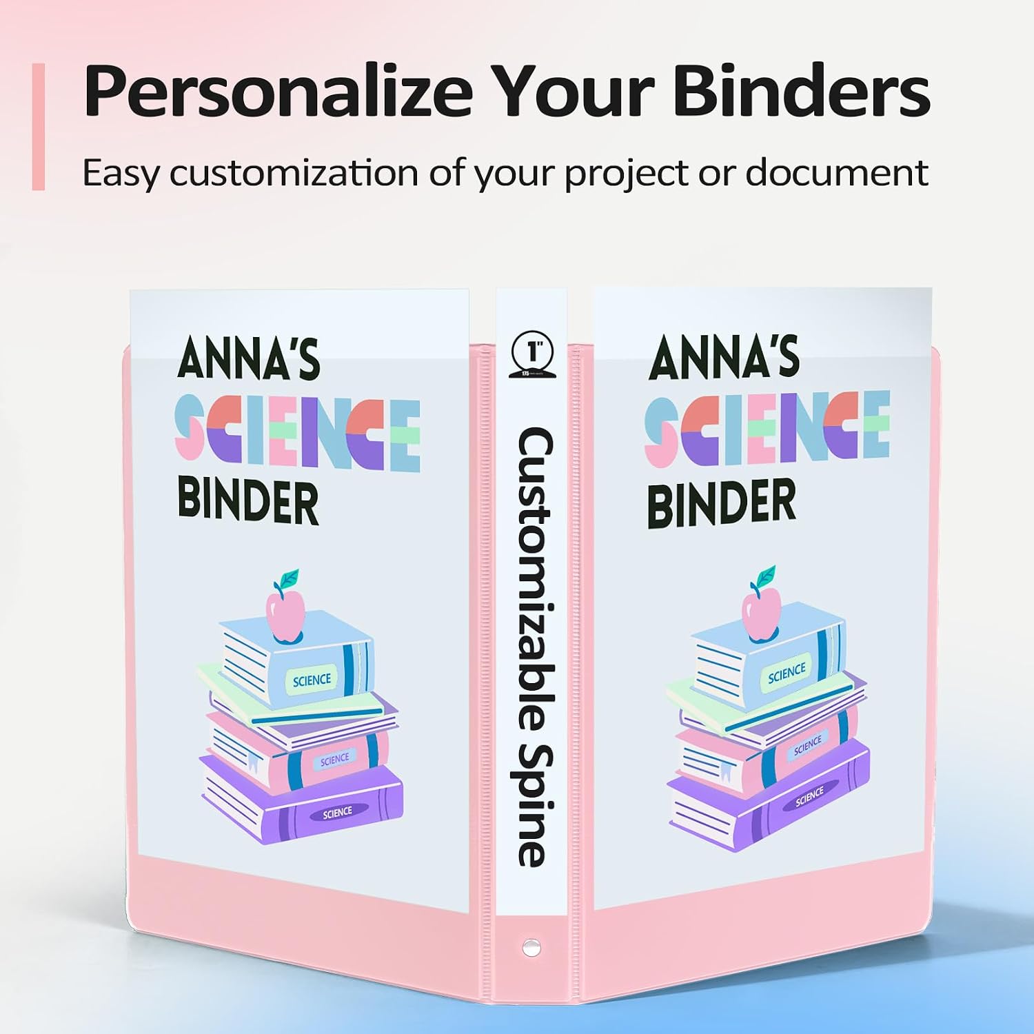 Thumbnail 4 de Sooez BinderX 1-Inch 3-Ring Binder, Pink, PVC-Free with Interior Pockets