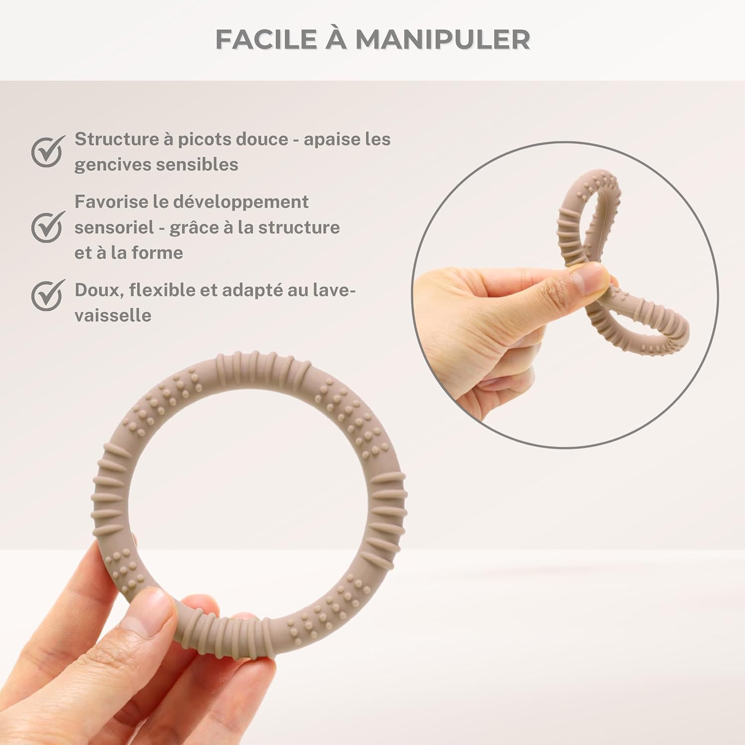 Detalle 1 de Anneau de dentition bébé silicone lot de 3