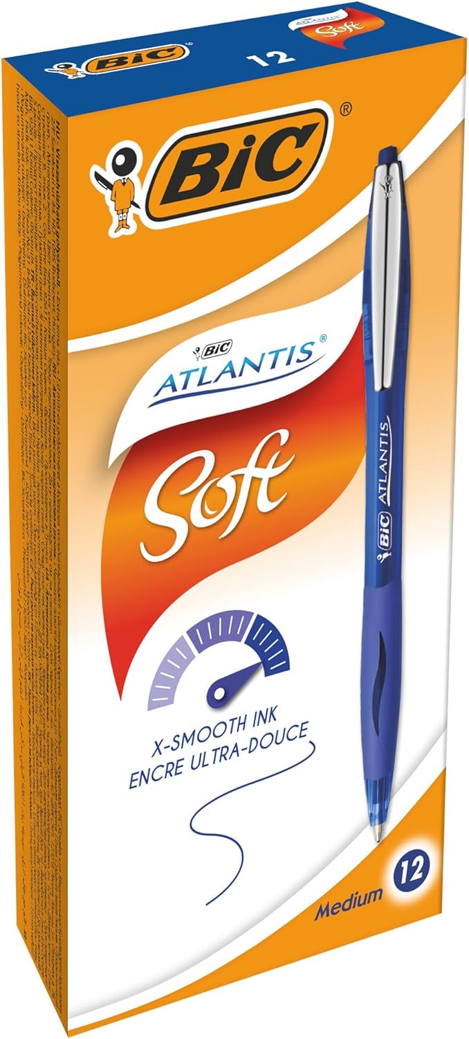 Detalle 2 de BIC Atlantis Soft Druckkugelschreiber 0,32 mm Schwarz – 12 Stück, nachfüllbar