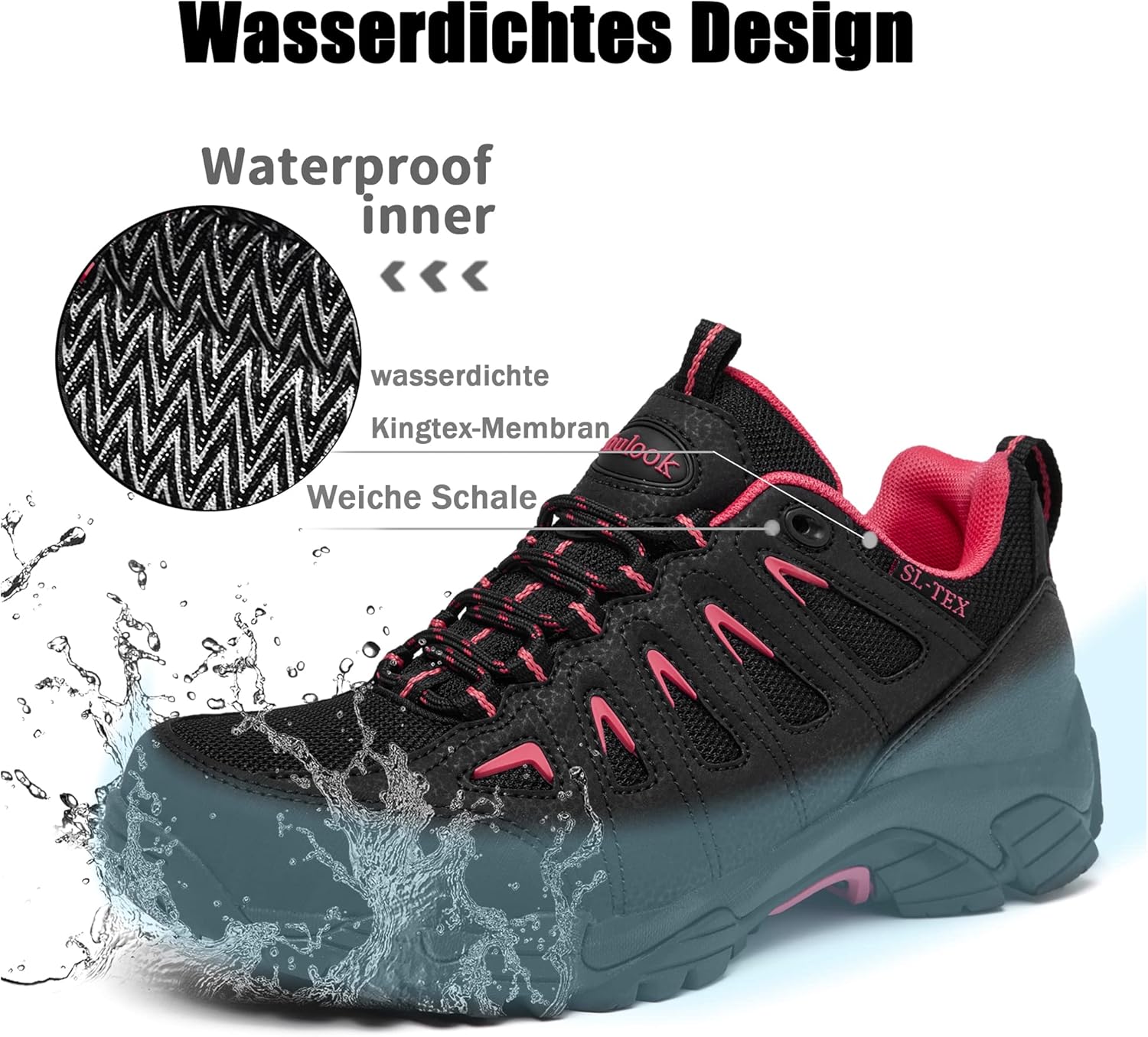 Thumbnail 4 de SHULOOK Wanderschuhe Damen wasserdicht & leicht – rutschfeste Outdoor-Trekkingschuhe für Camping, Hiking und Angeln
