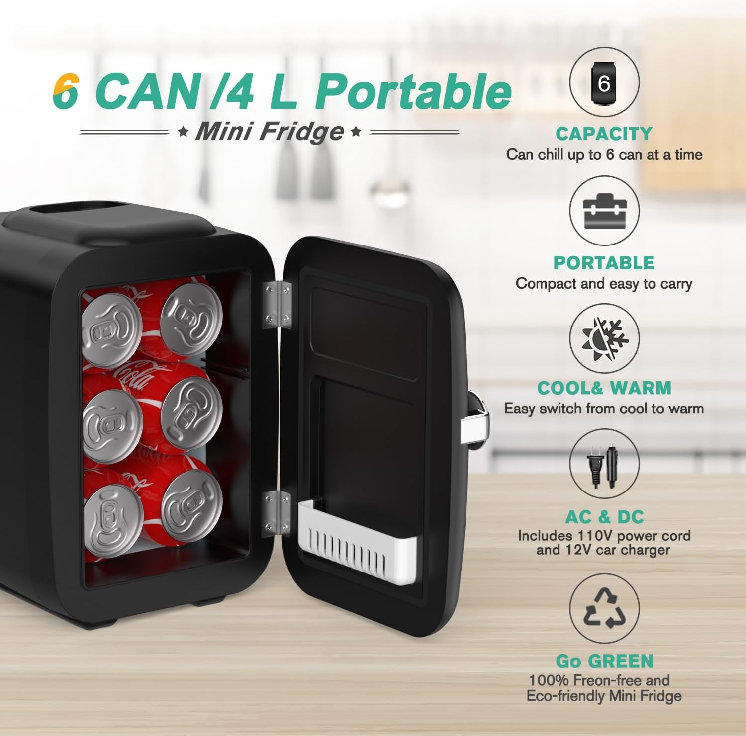 Thumbnail 1 de CROWNFUL Mini Fridge 4 Litre: Portable Cooler and Warmer for Skin Care, Cosmetics and Snacks