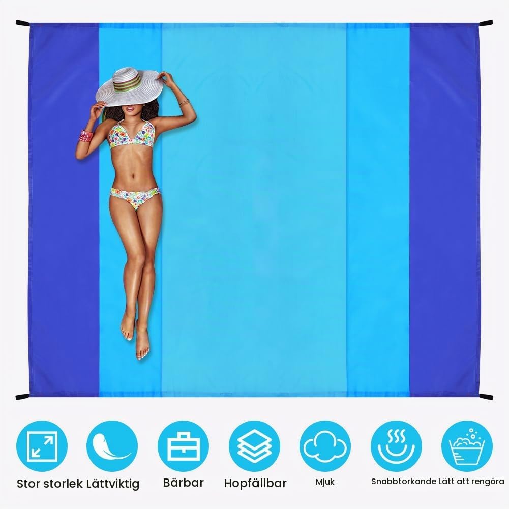 Detalle de Ainiv Beach Blanket Beach Mat strandfilt 275 x 300 cm, sandtät och vattentät