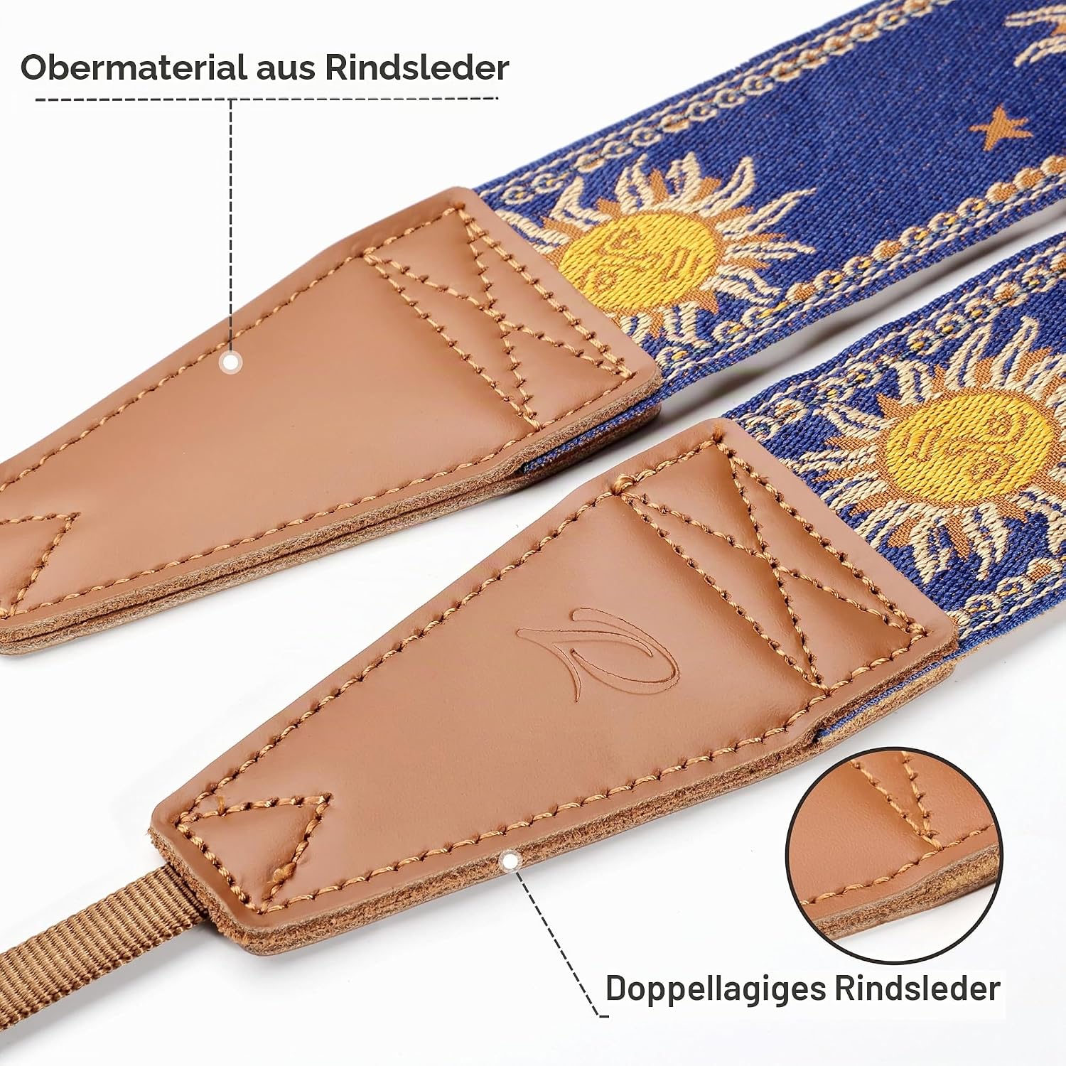 Detalle 2 de Padwa Helios Kameragurt 2 Zoll Vollnarbenleder