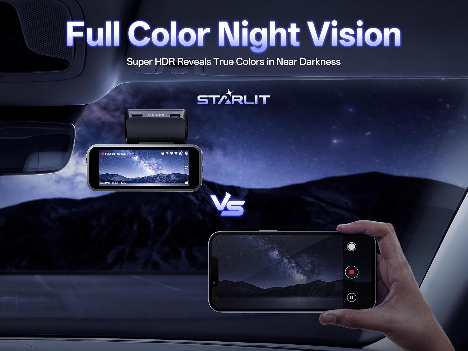 Thumbnail 3 de pelsee S1 Pro Native 4K Front and Rear Dash Cam with GPS and 128GB Card