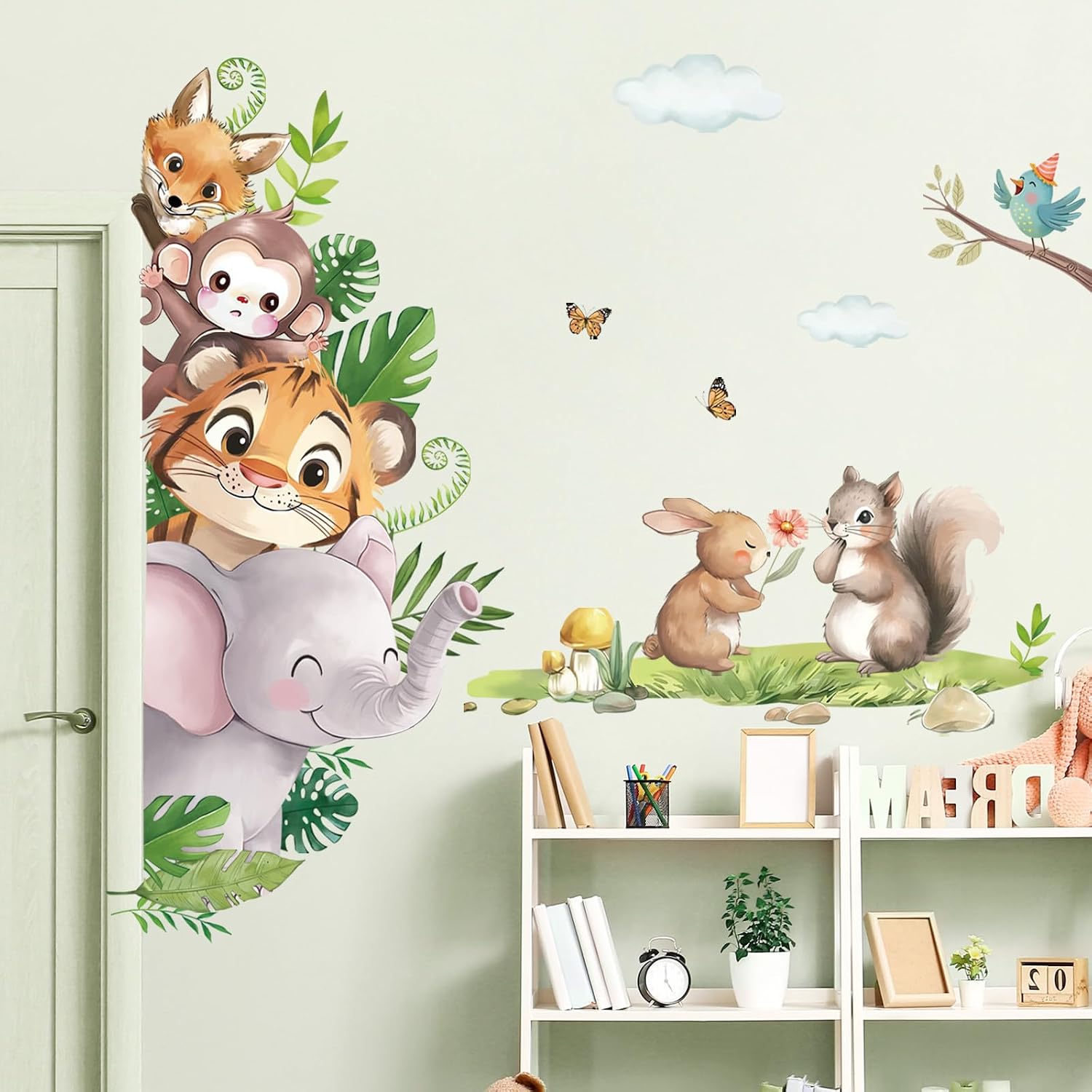 Thumbnail 5 de FUFUQUARE Jungle Animals Wall Decals – Safari Elephant, Giraffe and Friends