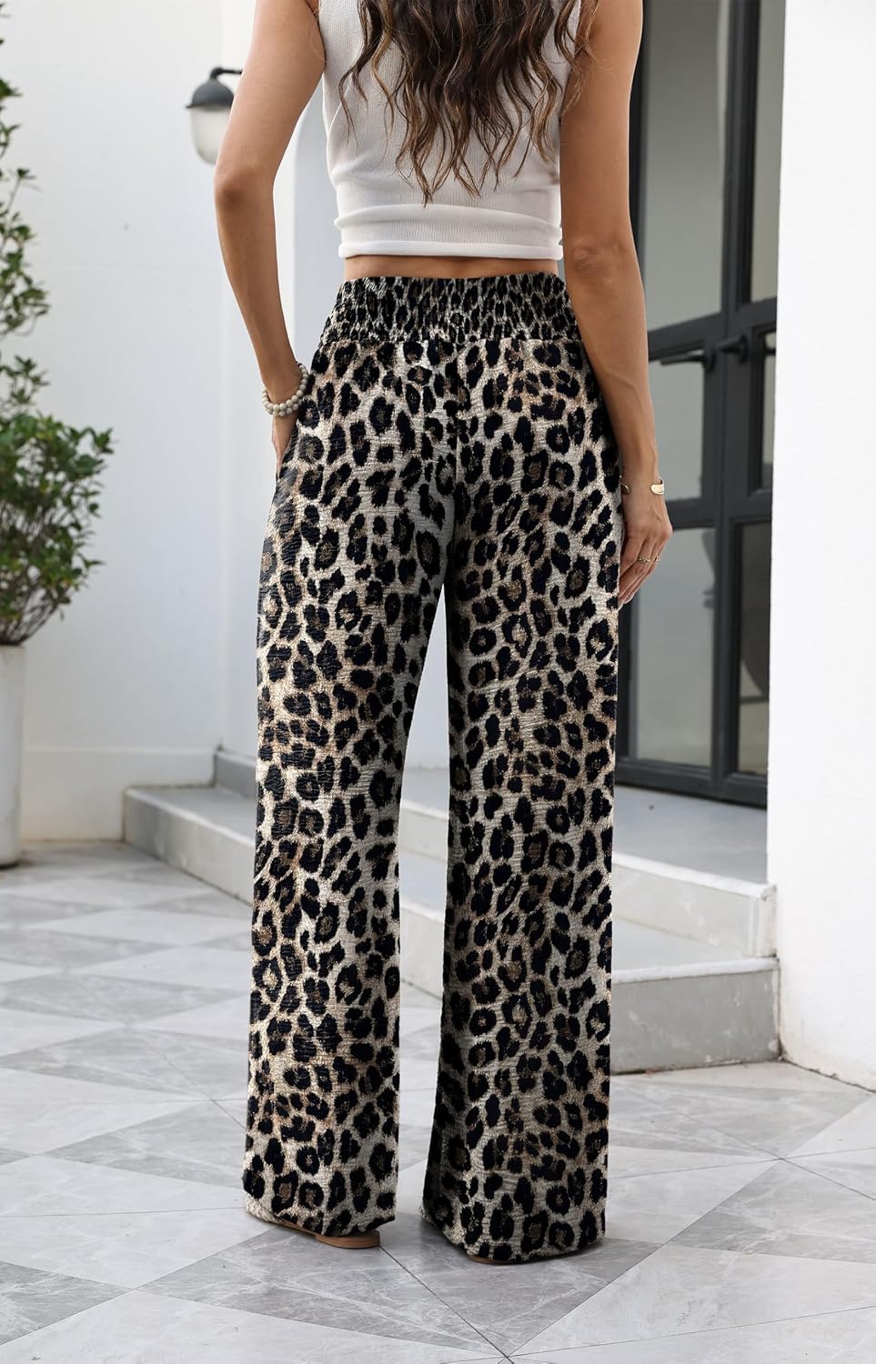 Detalle de Sampeel Wide Leg Pants for Women - High Waist Trousers with Pockets