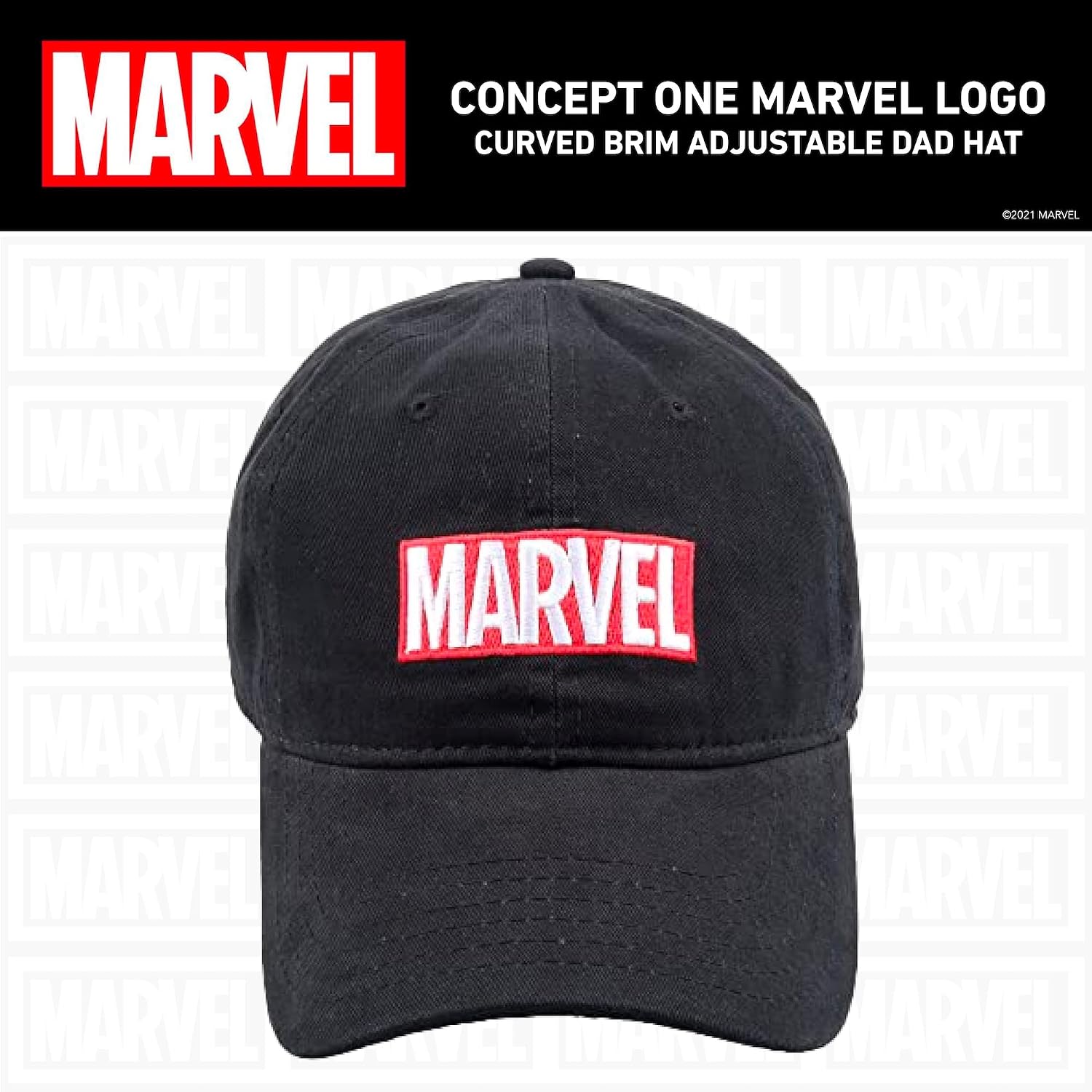 Thumbnail 1 de Marvel Logo Cotton Adjustable Dad Hat, Black (One Size)