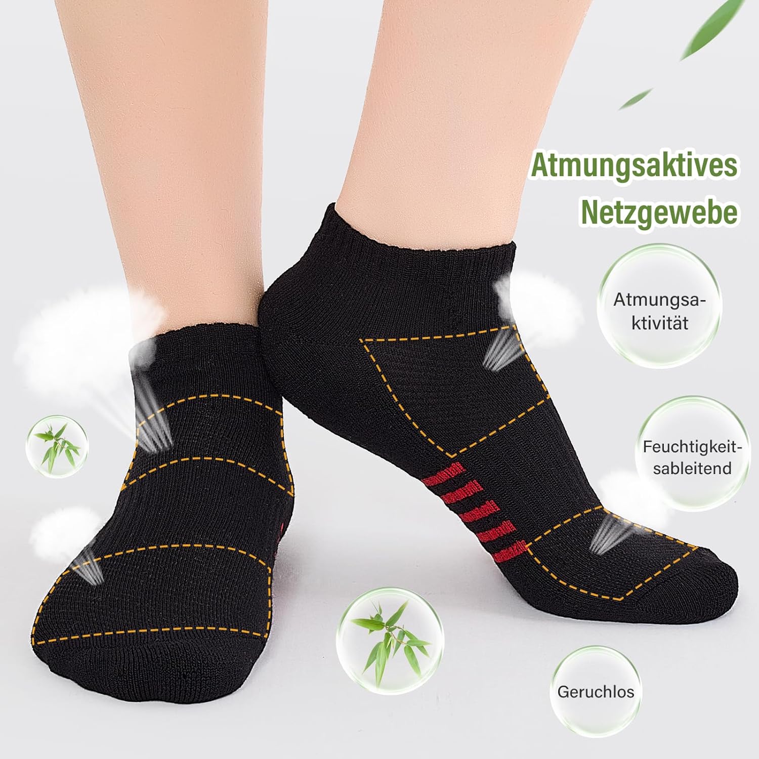 Detalle de Effeet Bambus Sneaker Socken Damen (6/12 Paar) – atmungsaktiv, gepolstert, geruchsarm