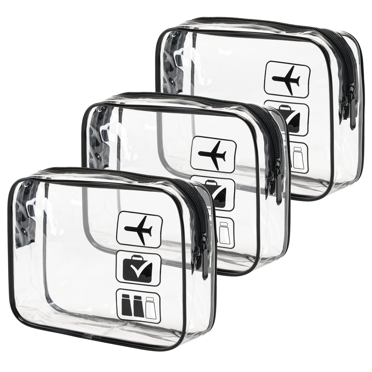 Detalle de MODENGKONGJIAN TSA Approved Toiletry Bag, 3-Pack Clear Quart-Size Travel Bags