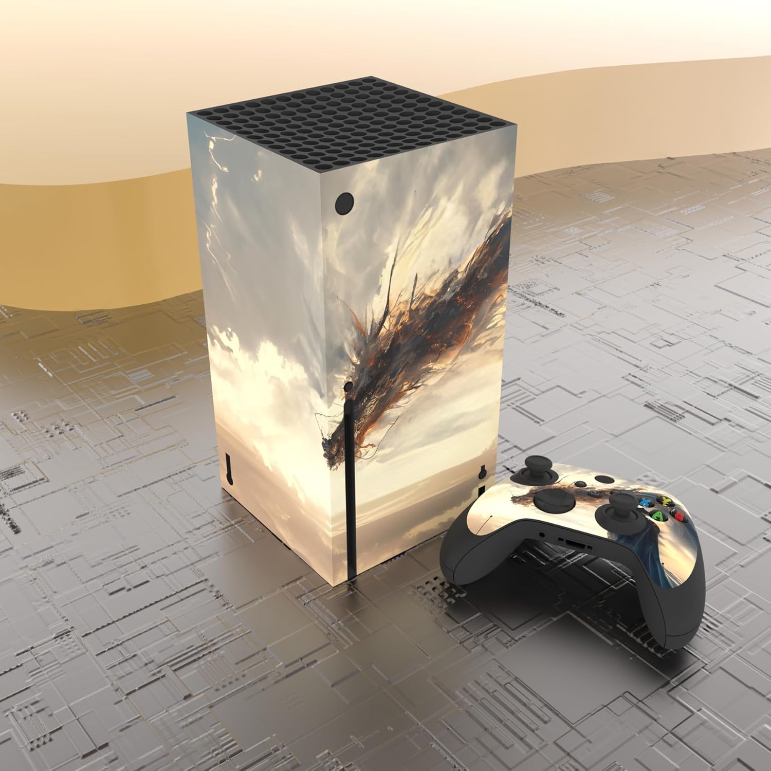 Thumbnail 3 de playvital Custom Vinyl Skins for Xbox Series X (Console & Controller) – Cloudwalker’s Encounter wrap decals