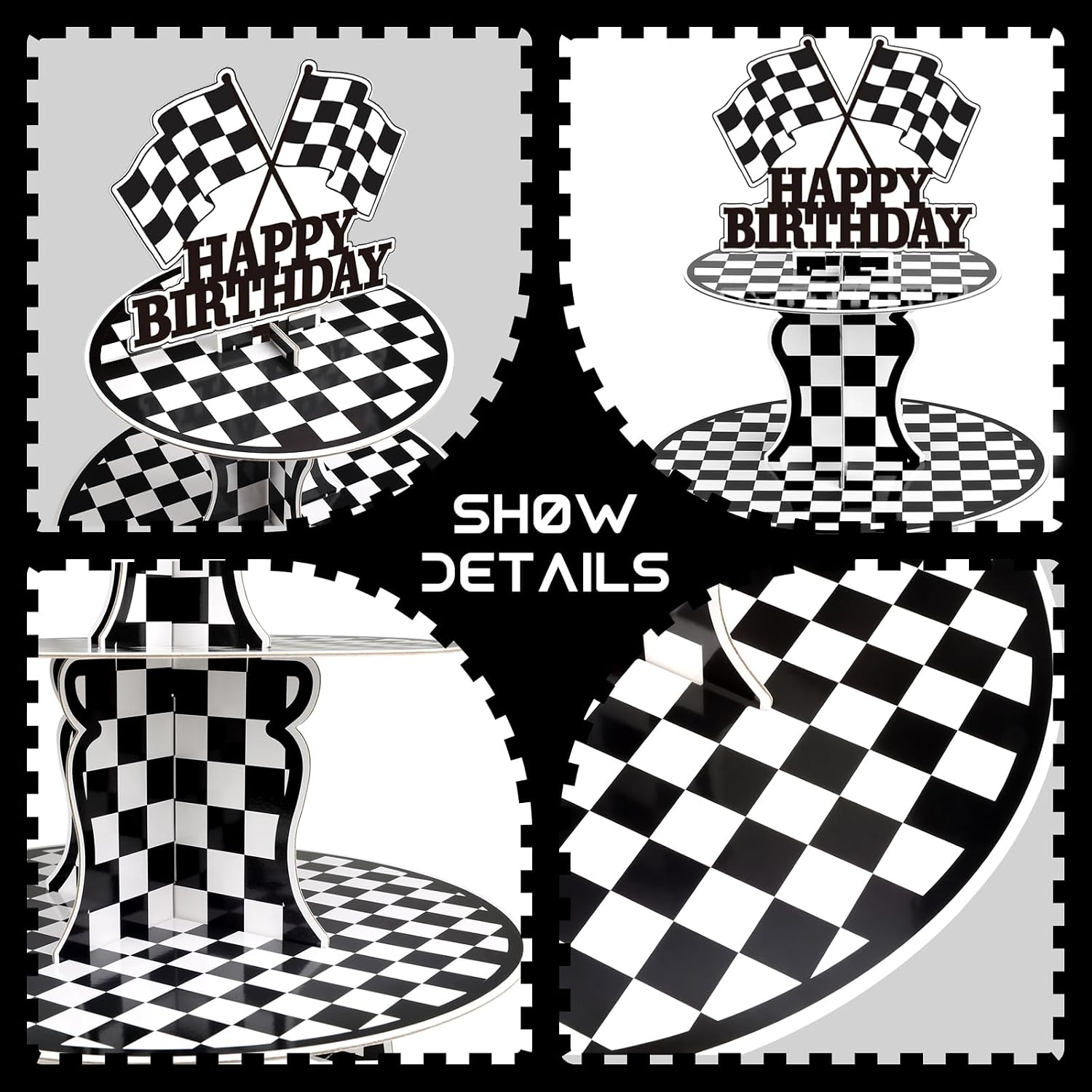 Detalle de BACUTHY 2-Pack Race Car 3-Tier Cupcake Stands for Birthday Parties (Cup Cake Holder Tower, Truck Theme)
