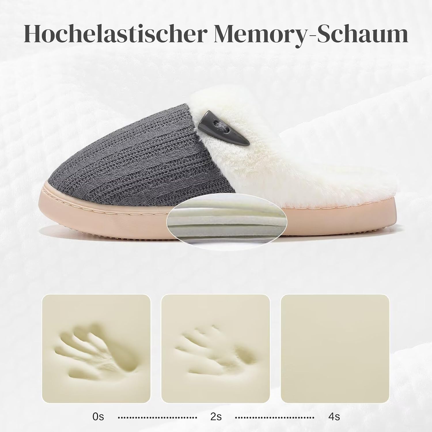 Detalle de NineCiFun Hausschuhe Damen Plüsch-Pantoffeln
