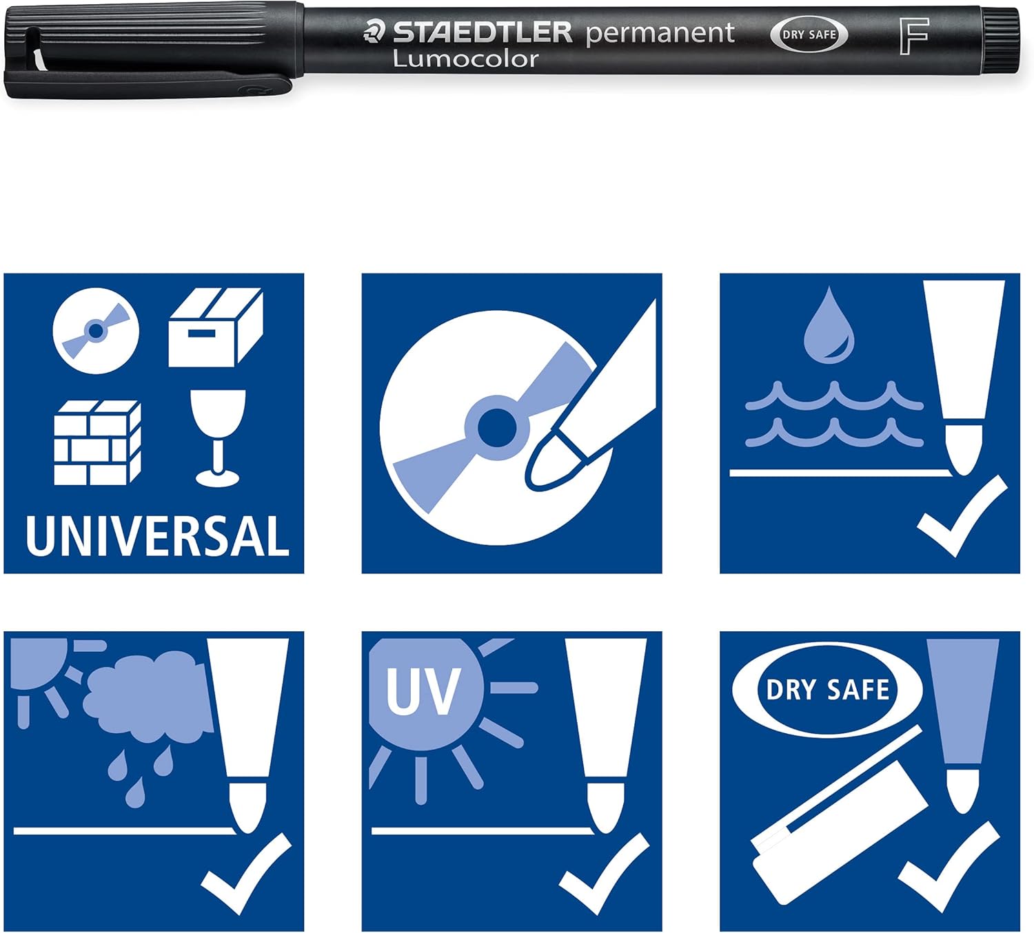 Thumbnail 4 de STAEDTLER 318-9 Lumocolor Permanent Pen, Fine Line 0.6mm – Black (Box of 10)