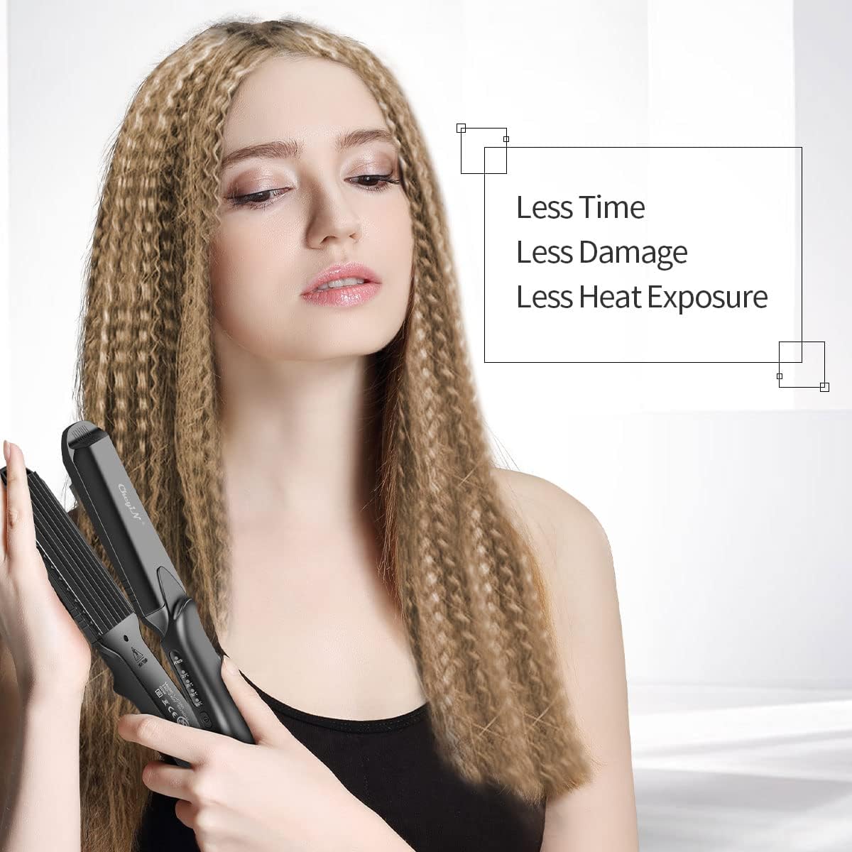 Thumbnail 1 de Hair Crimper by CkeyiN: 4-in-1 Ceramic Hair Styling Iron with Interchangeable Plates