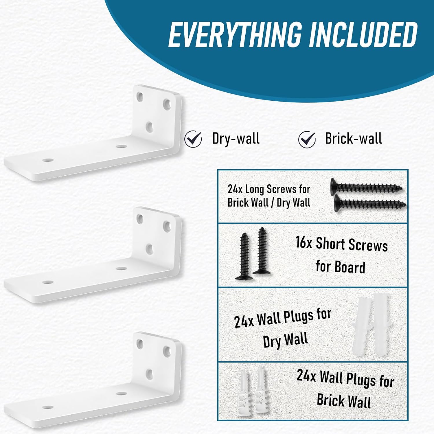 Detalle de YFCVIP Heavy Duty Floating Shelf Brackets 6 Inch – 8 Pack (White)