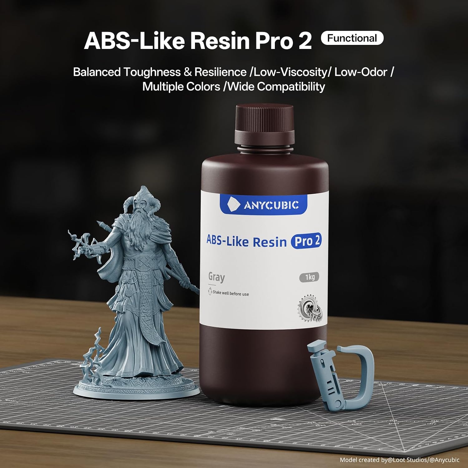 Thumbnail 1 de Anycubic ABS-Like Resin Pro 2 3D Printer Resin (Grey, 1kg) for stronger, more precise prints
