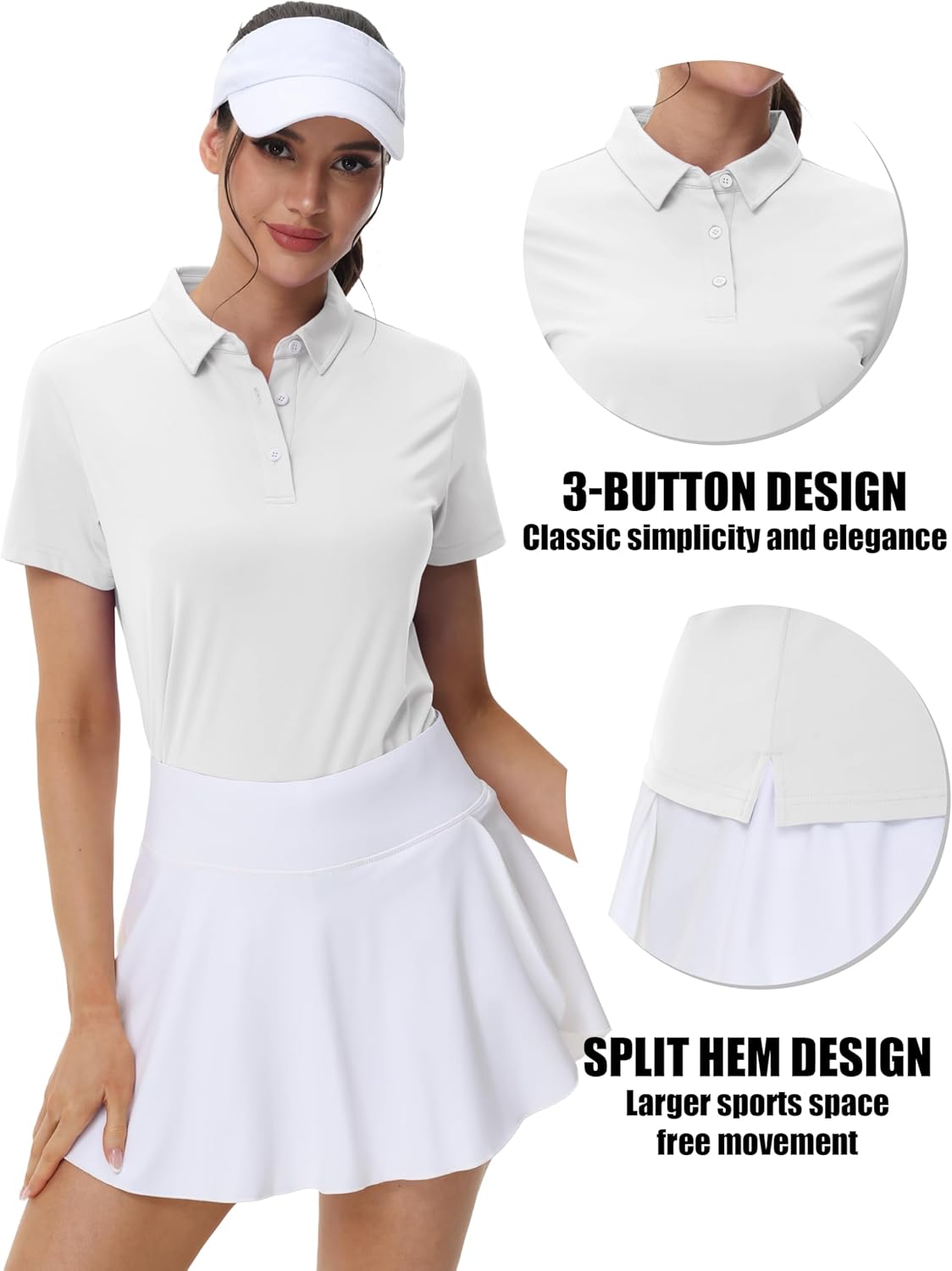 Detalle de MAGCOMSEN Women’s Golf Polo Shirt (UPF 50+ Quick-Dry, Short Sleeve)