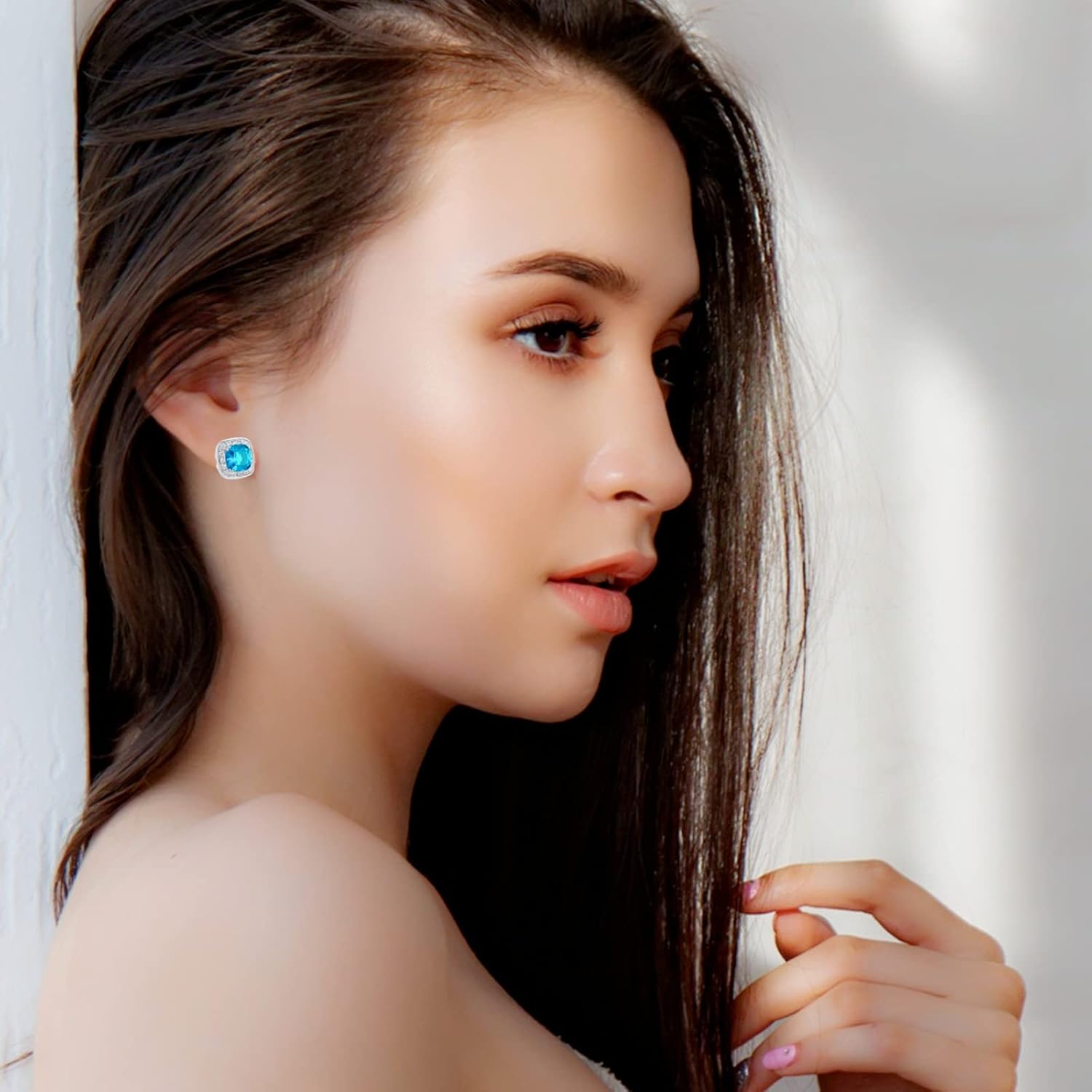 Detalle 2 de VONSSY Gemstone Stud Earrings