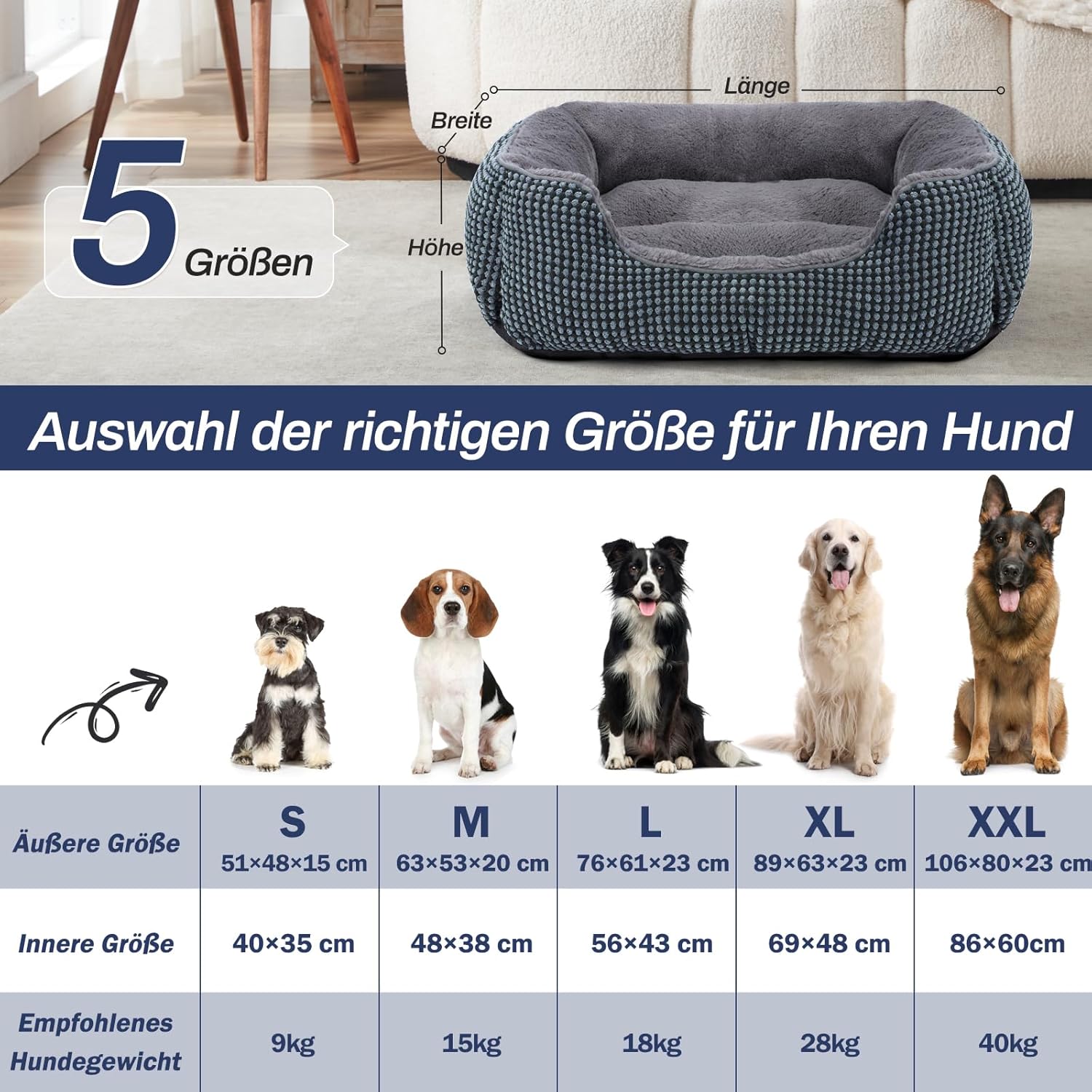 Thumbnail 3 de FURTIME Cuccia Cane Interno taglia grande 89x63x23 cm lavabile antiscivolo