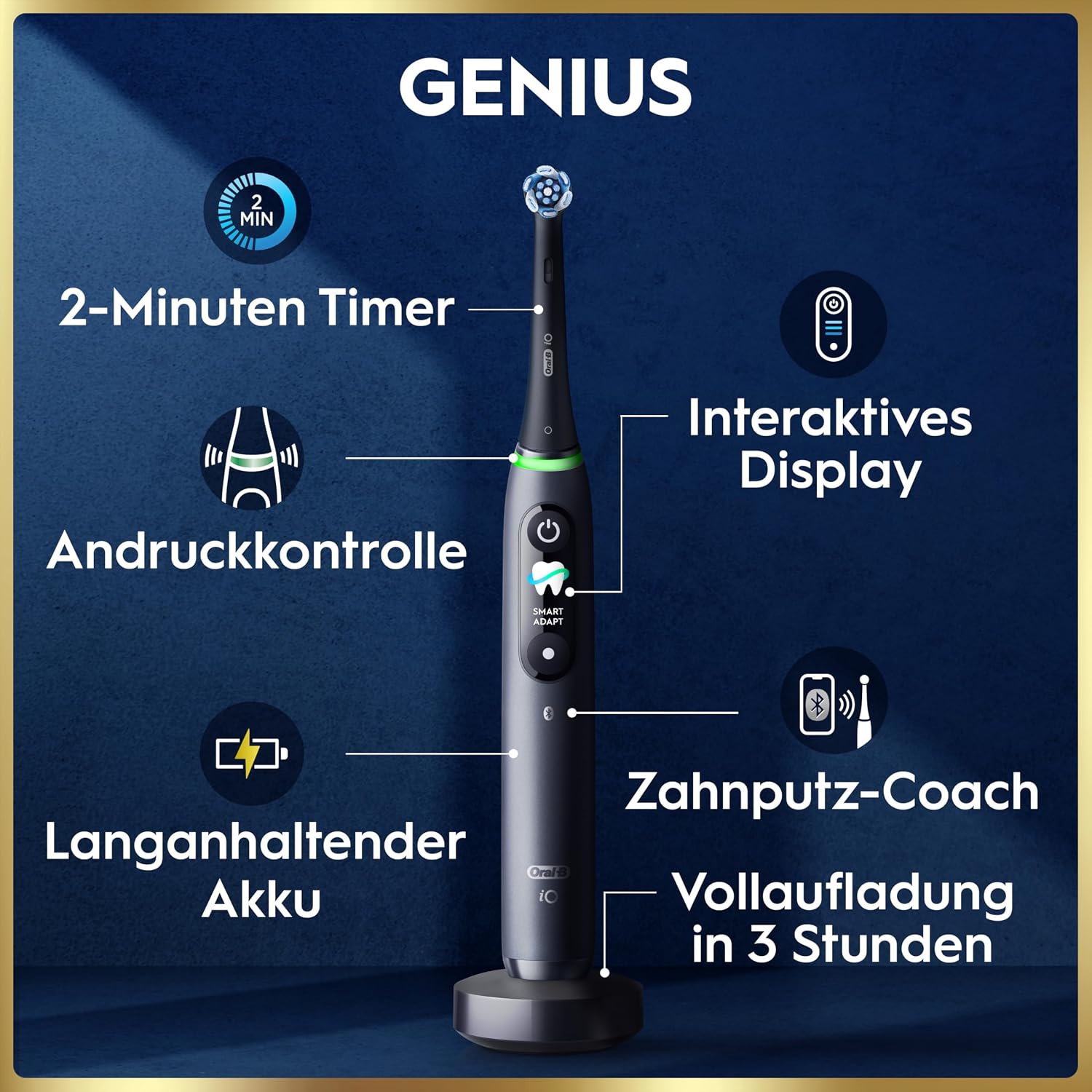 Thumbnail 3 de Oral‑B iO Series 9 elektrische Zahnbürste 3 Aufsteckbürsten