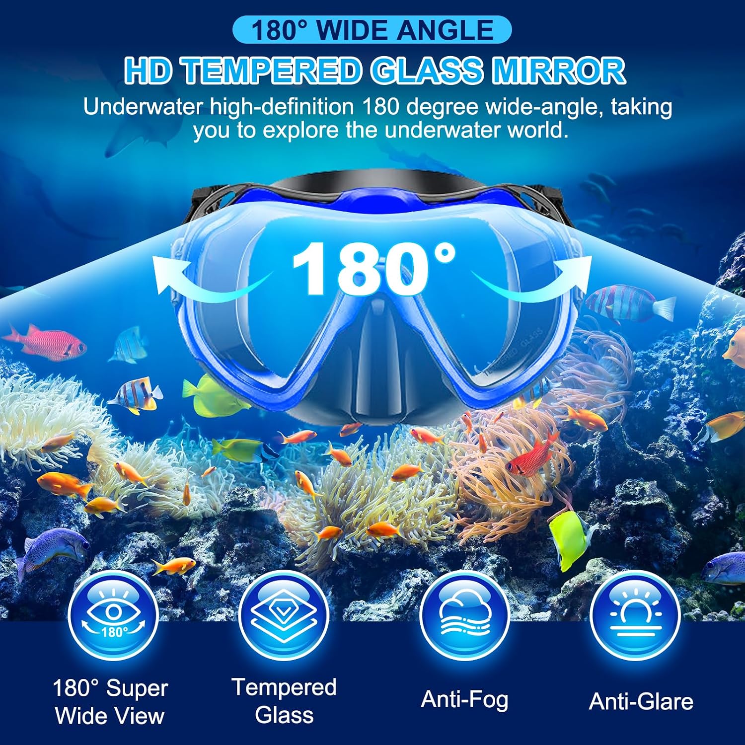 Detalle de Mengine Schnorchelset Erwachsene – Dry Schnorcheln Set mit Anti-Fog Brille & Trockenatmungs-Schlauch