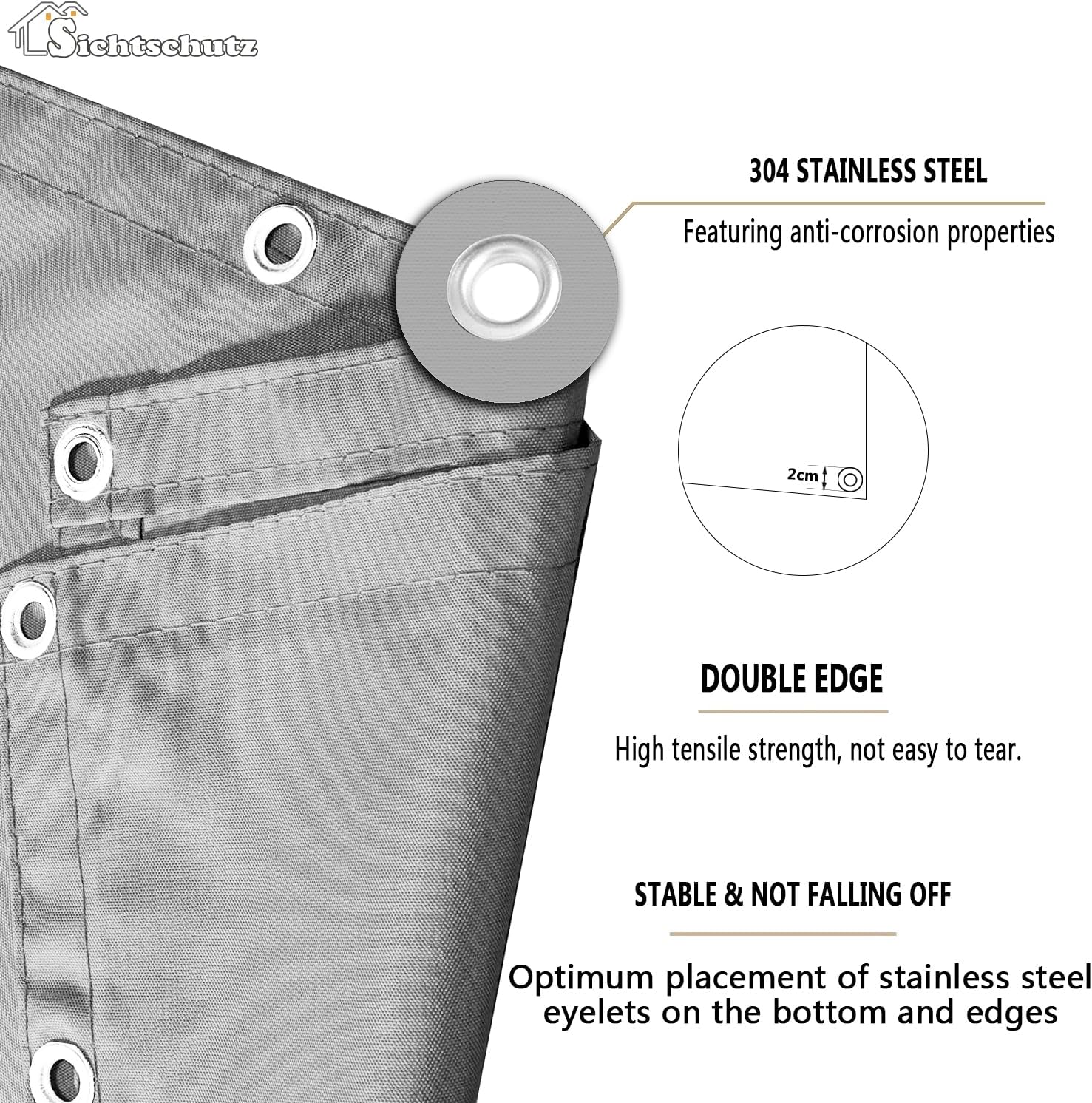 Thumbnail 4 de Sonnensegel wasserdicht 1,5x2 m – UV-Schutz und Wetterschutz Markise mit Ösen und Kordel (Khaki)