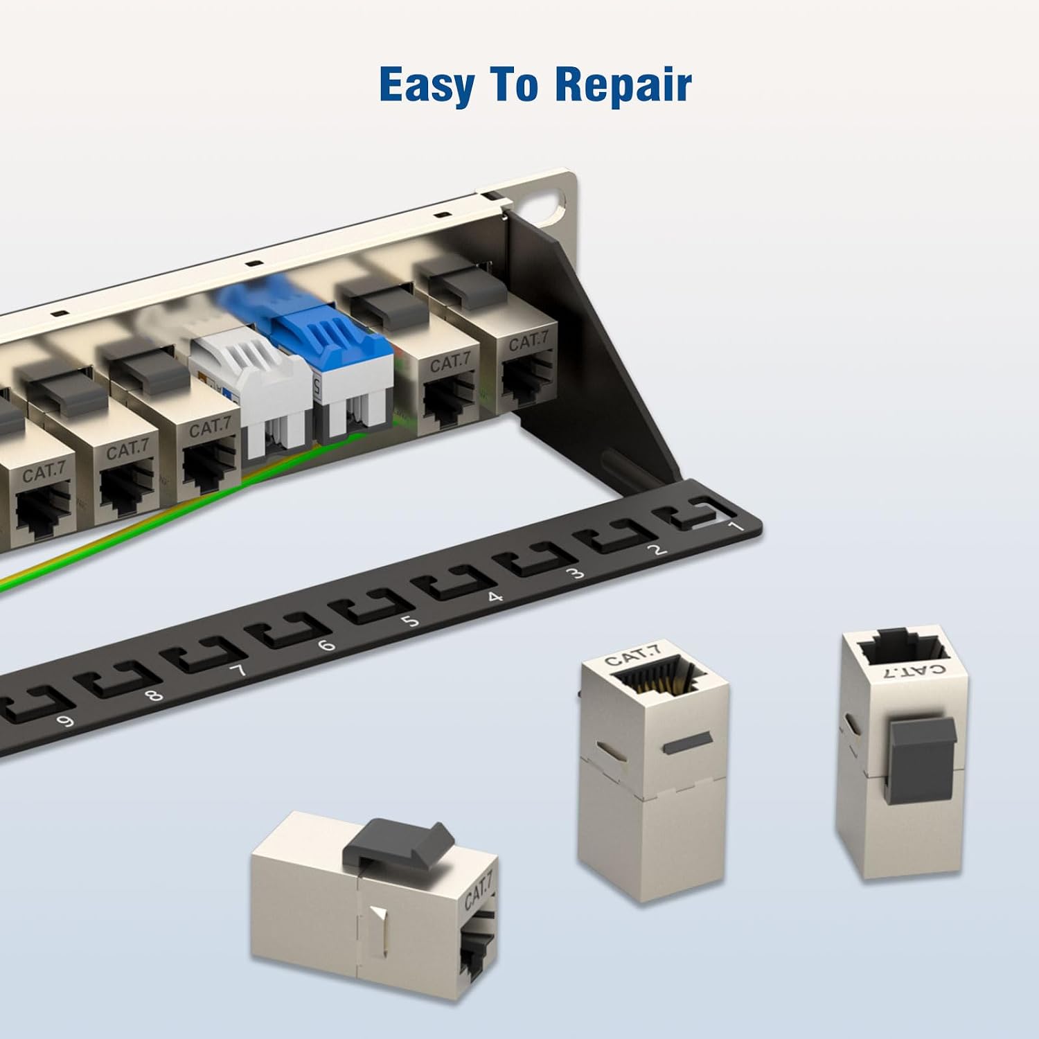 Thumbnail 6 de FGB 1U Patchpanel mit 24 Anschlüssen, Cat7 geschirmte Keystone-Koppler (10 Gbps) für 19-Zoll-Rack oder Wandmontage