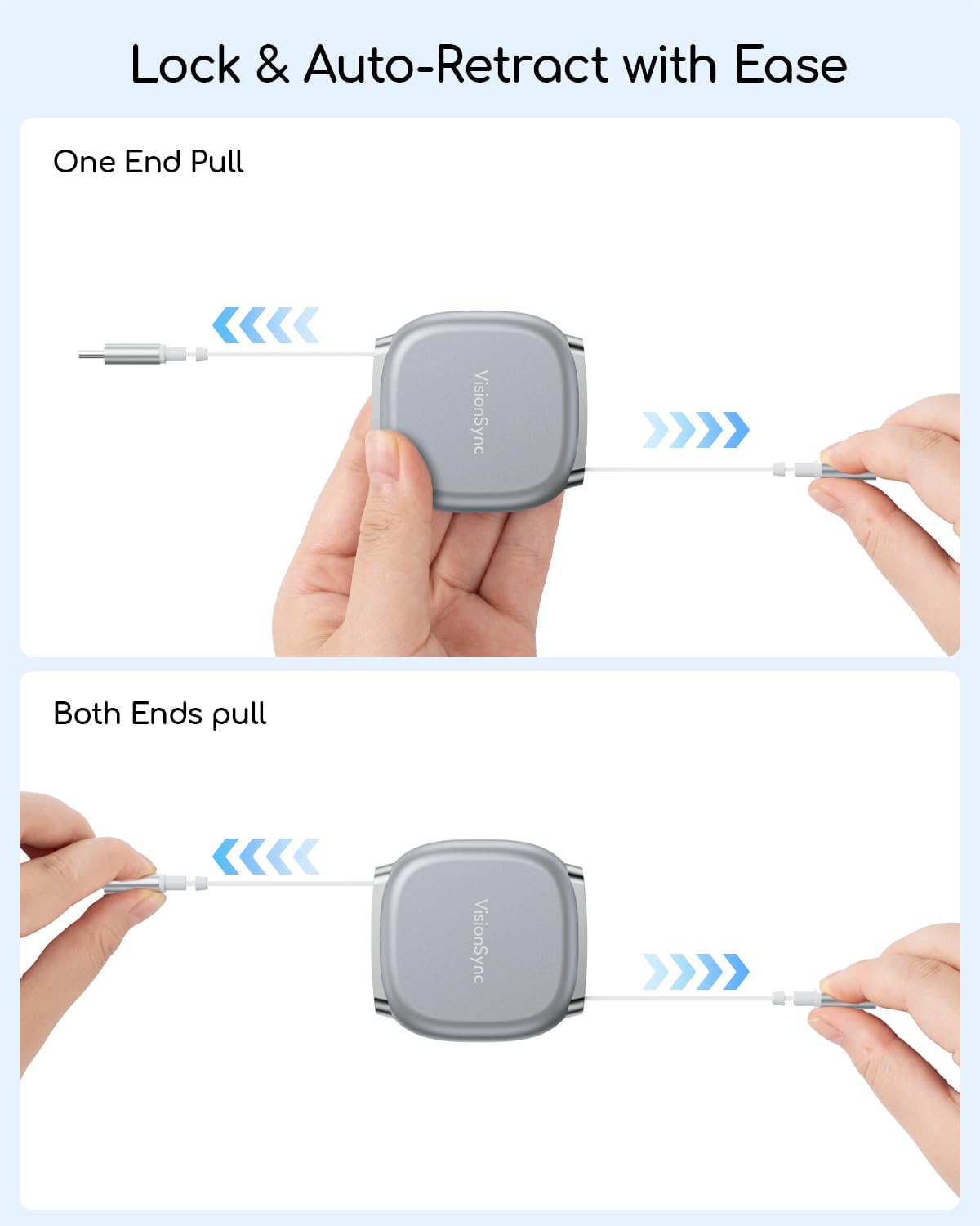 Thumbnail 6 de VisionSync 240W USB‑C Kabel einziehbar (1 m, 2er‑Set) mit PD3.2