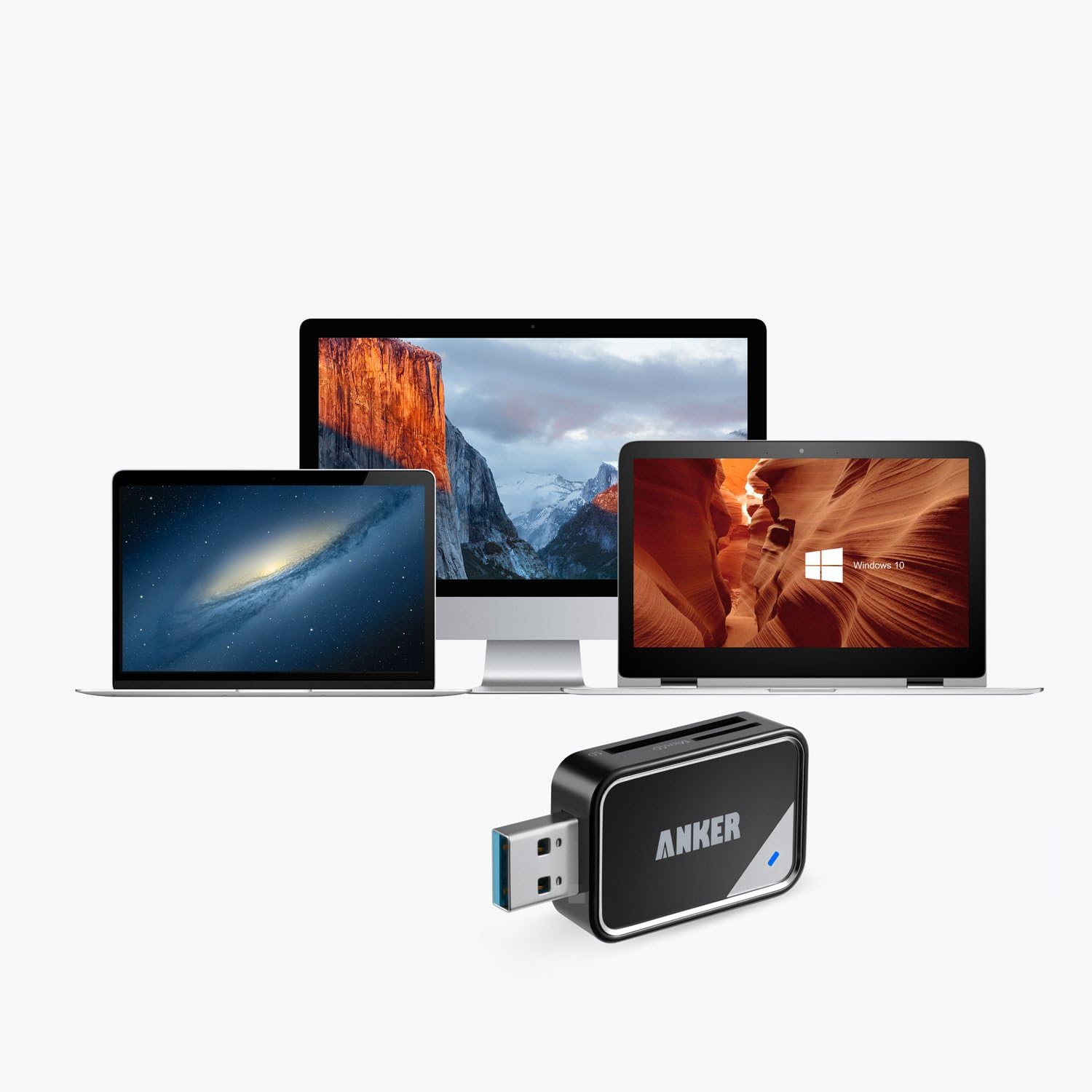 Detalle de Anker AK-68ANREADER-B2A USB 3.0 SD Card Reader with dual-card reading