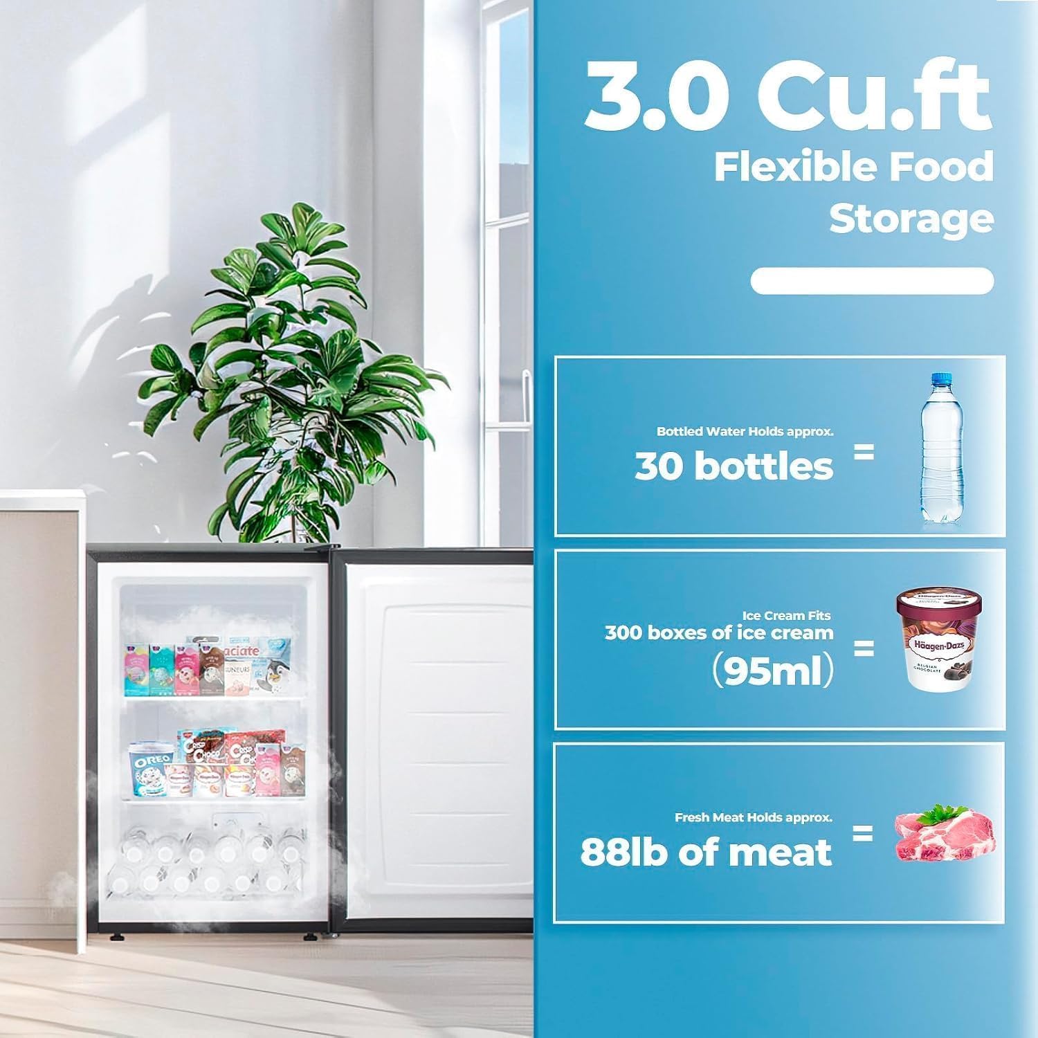 Detalle 2 de Electactic EL-88B-S 3.0 Cu. Ft. Upright Freezer with Reversible Door