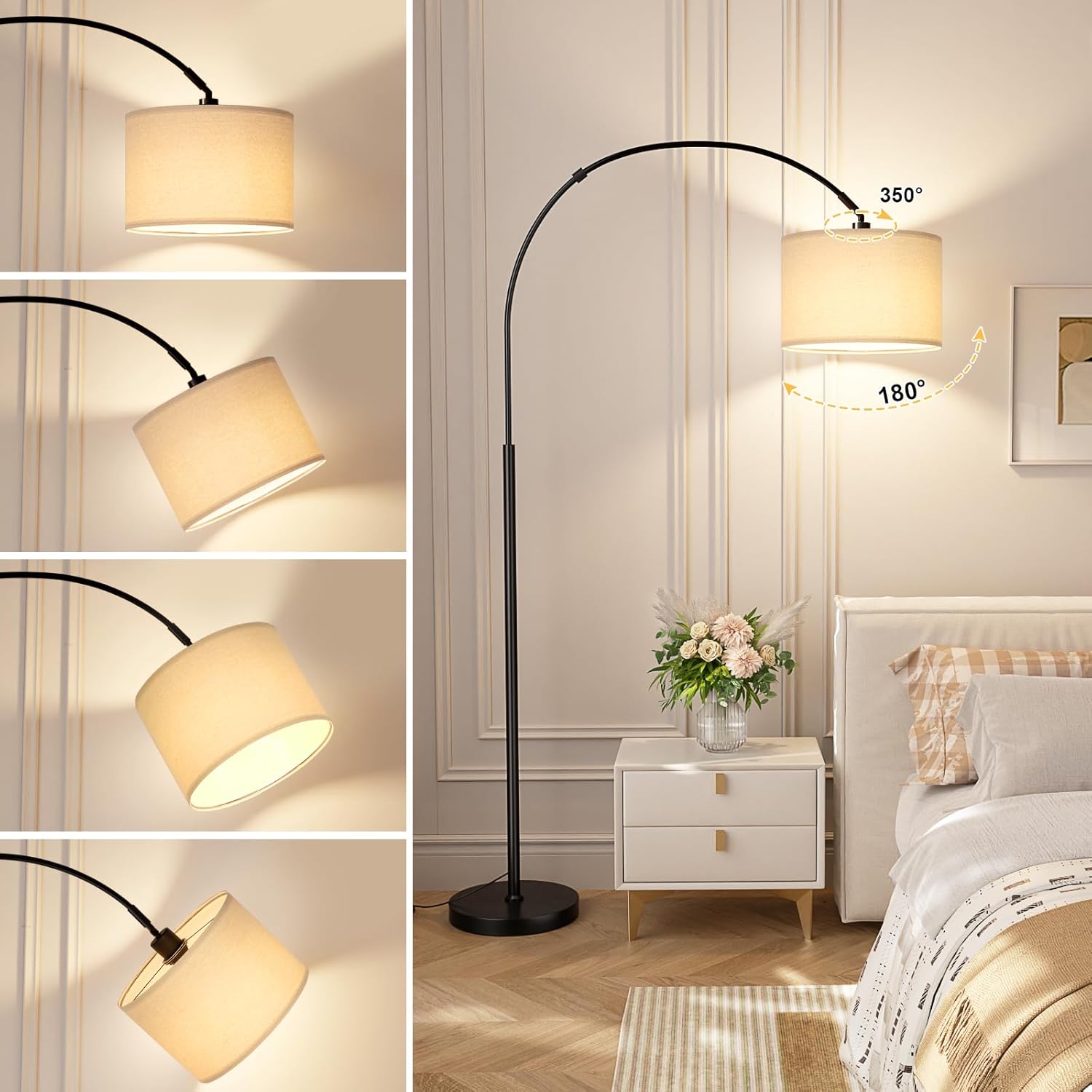 Thumbnail 3 de PreeOtti Arc Floor Lamp: Remote-Controlled, Dimmable 3-Colour Temperatures at 180cm Arc