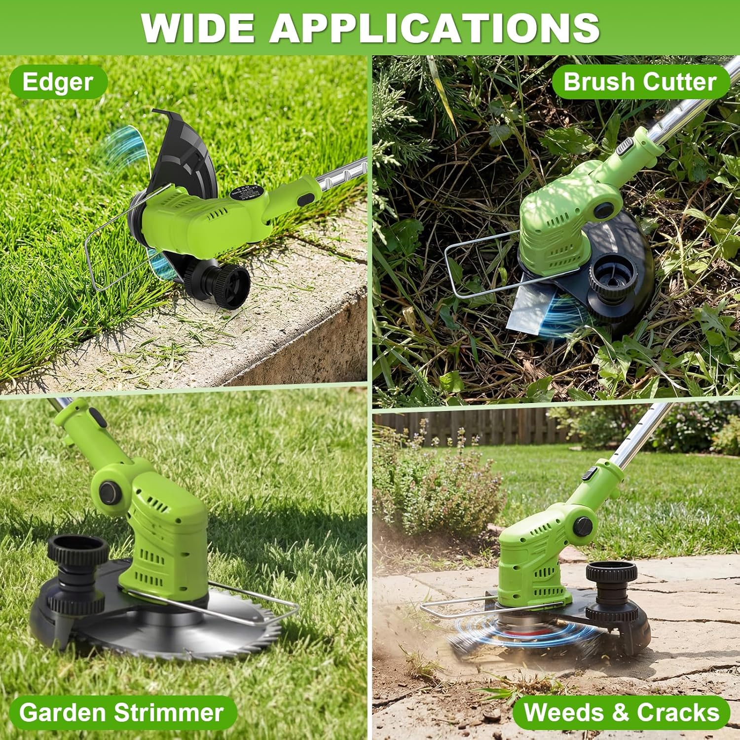 Thumbnail 3 de VOERJIA Cordless Strimmer Lightweight 750W with LCD Battery Display – 2 x 2.0Ah Battery Pack & 14-Piece Garden Kit