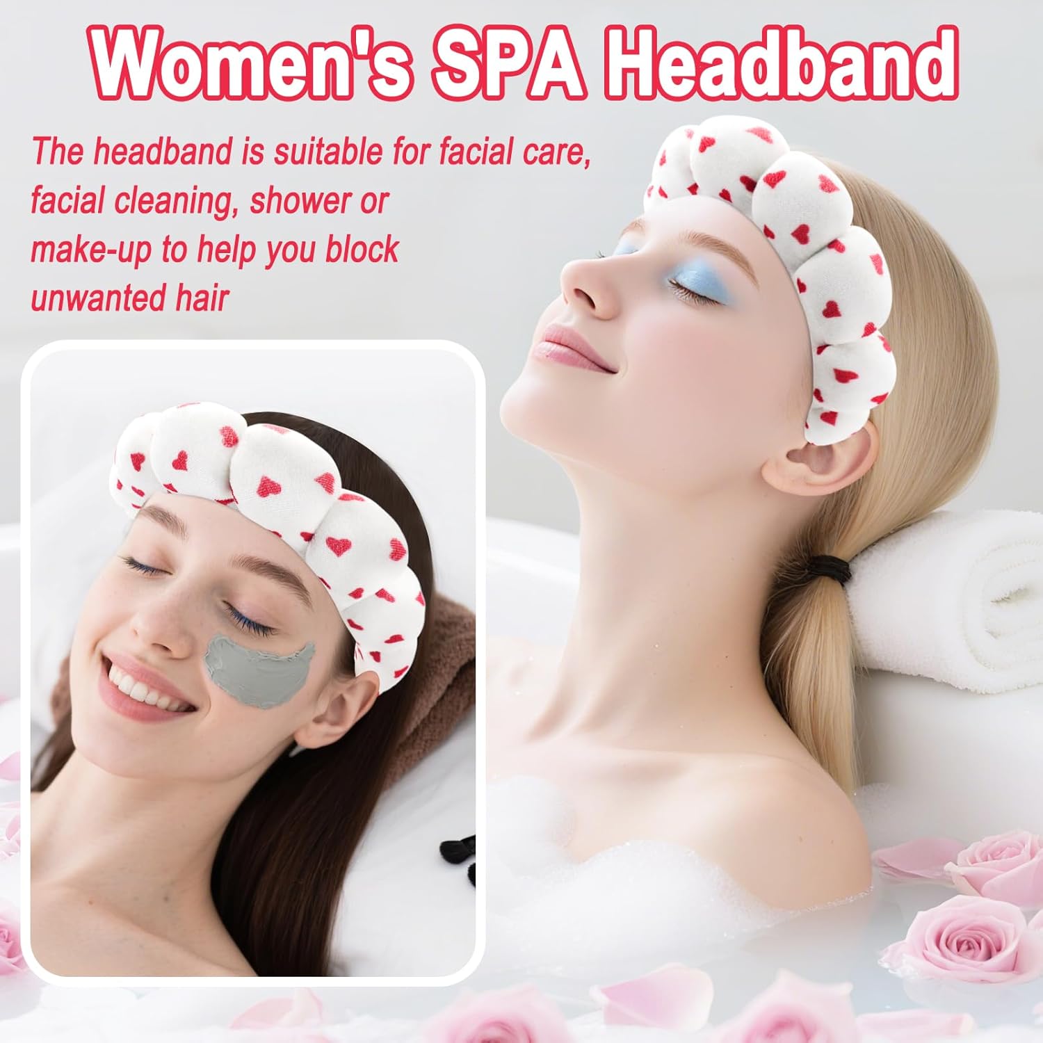Thumbnail 2 de Zkptops Spa Headband and Wristband Set for Washing Face – Velvet, Sponge–Lined, Non-Slip Haircare Accessory