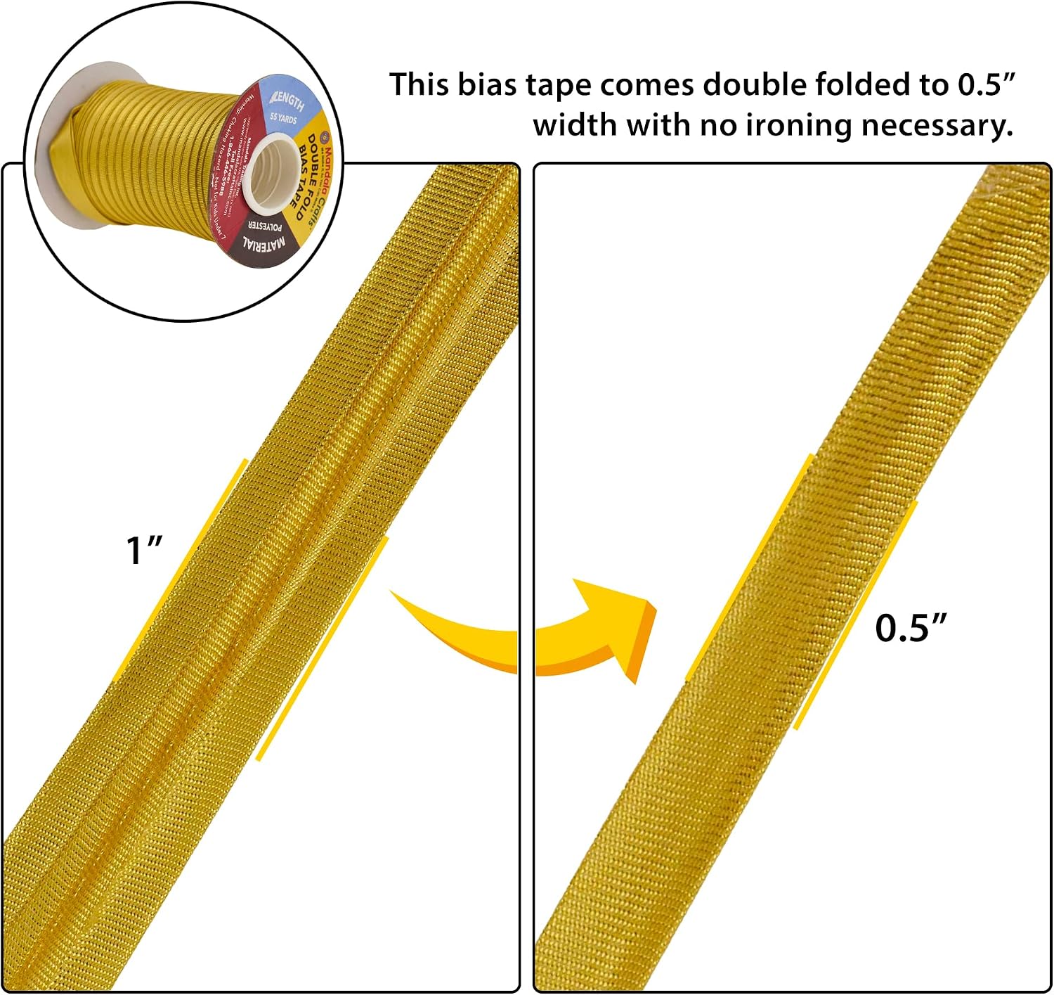 Detalle de Mandala Crafts Bias Tape, 1/2 Inch